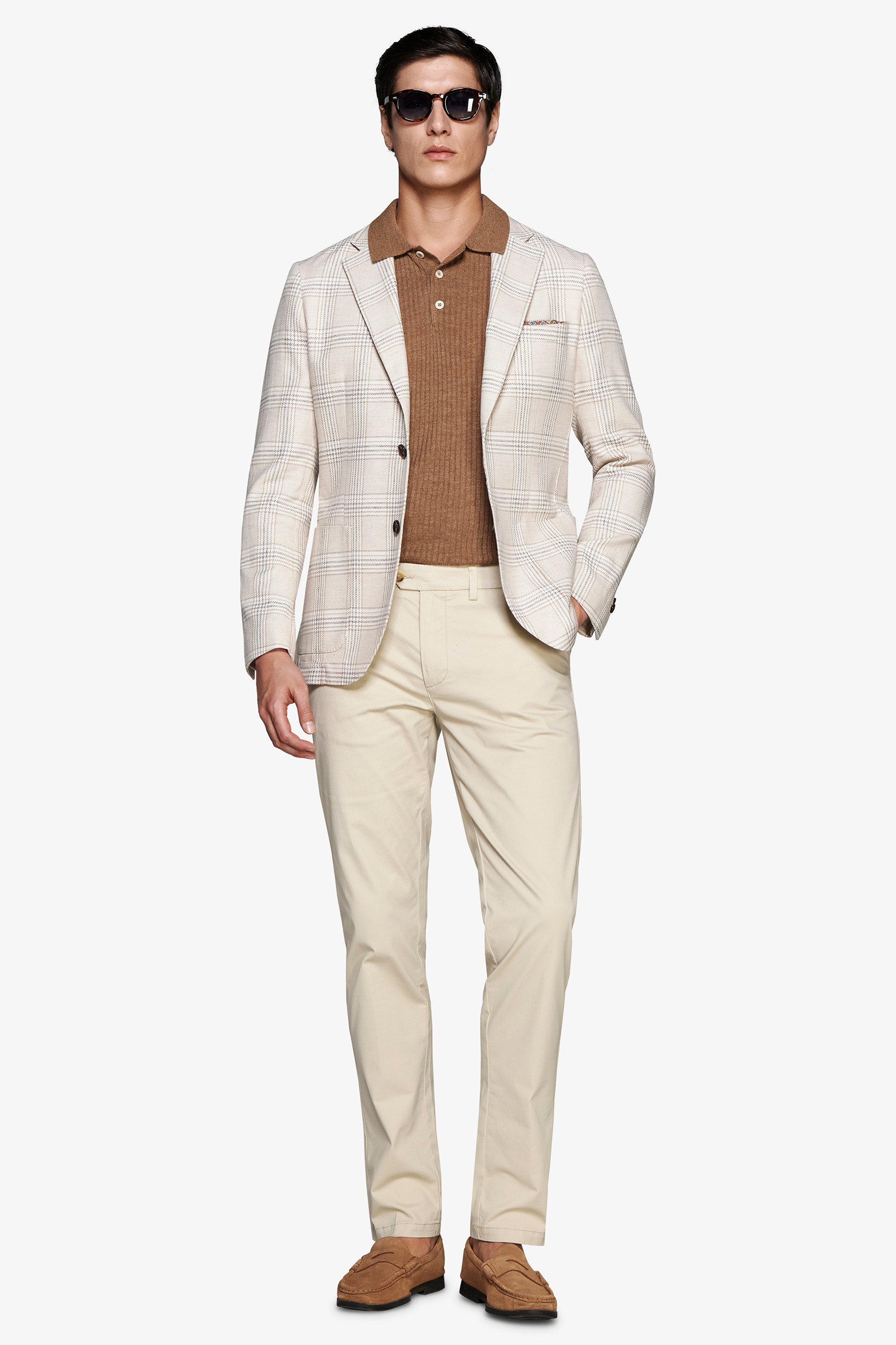 Giacca misto lino overcheck sabbia-Dan John