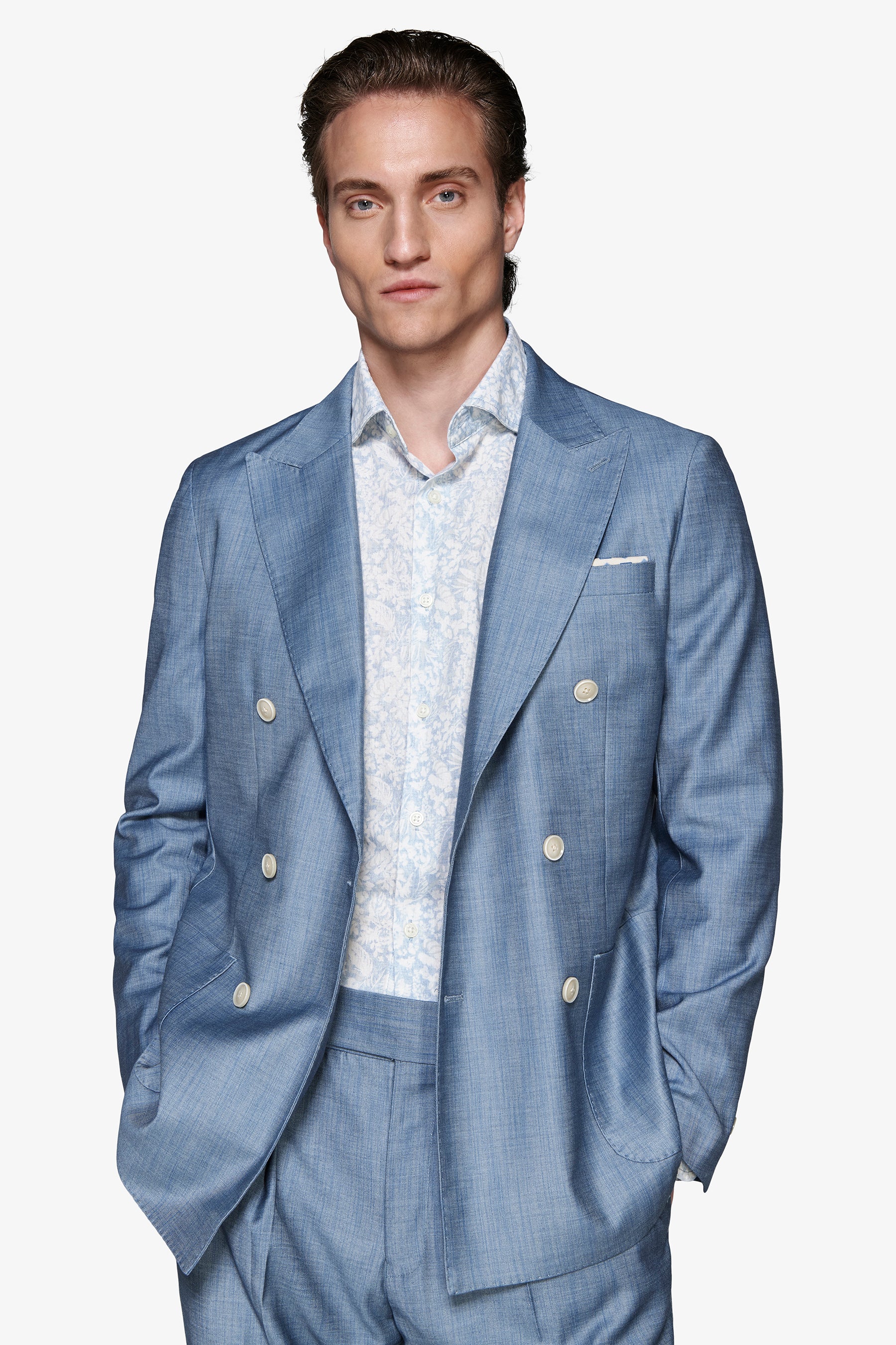 Zweireihiges Jackett in Denim-Optik