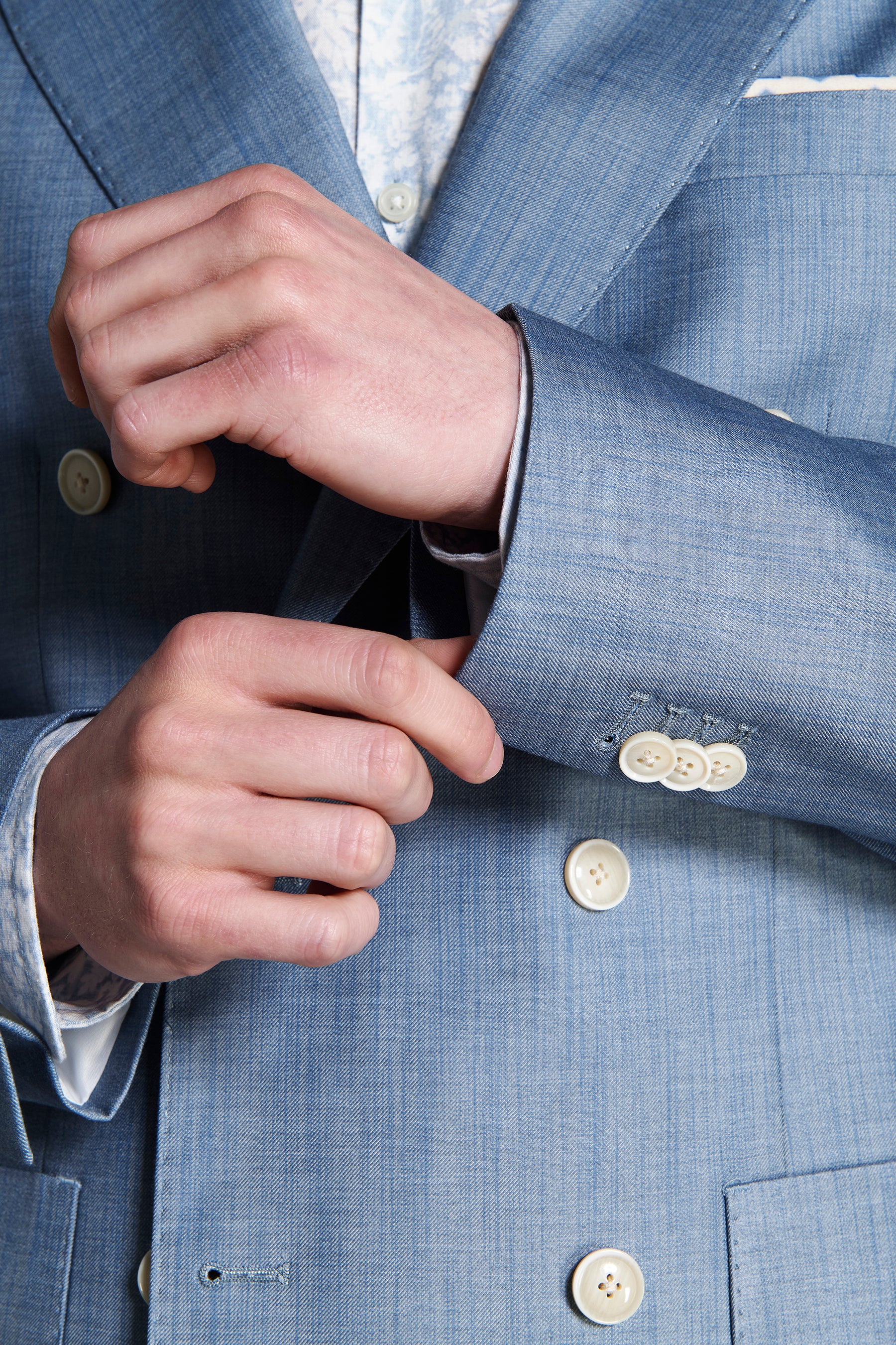 Zweireihiges Jackett in Denim-Optik