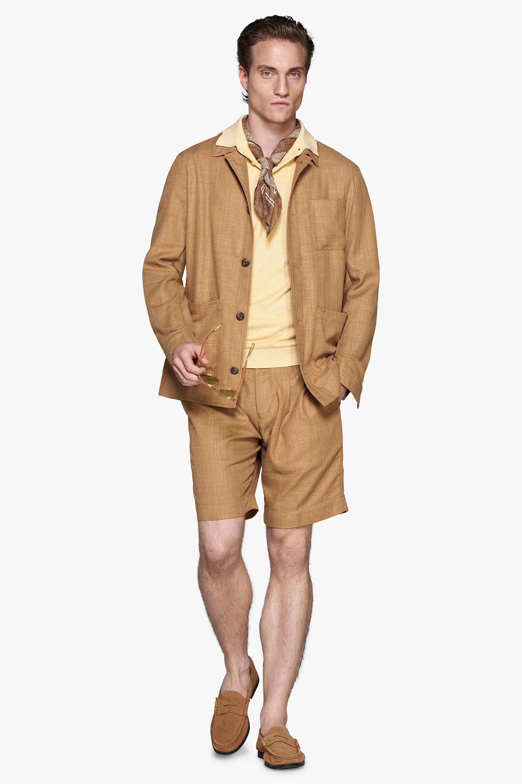 Tobacco linen blend overshirt