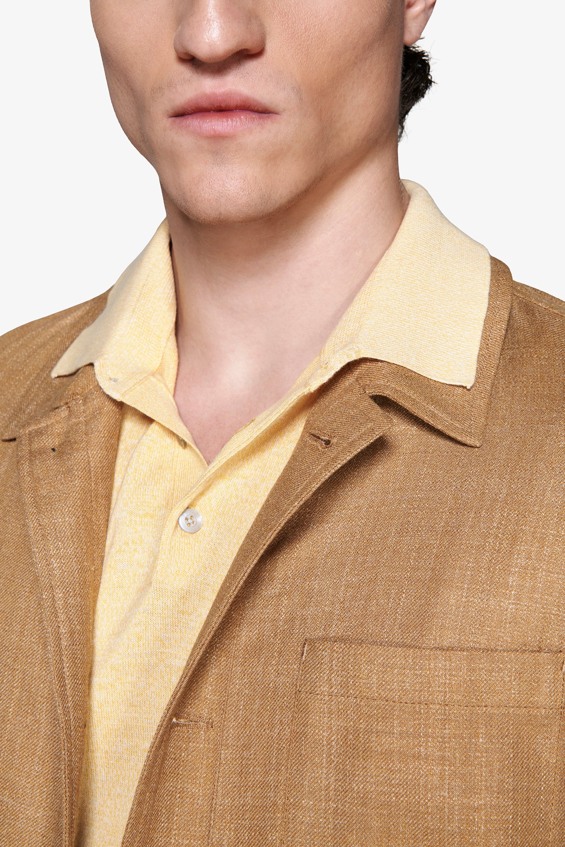 Tobacco linen blend overshirt