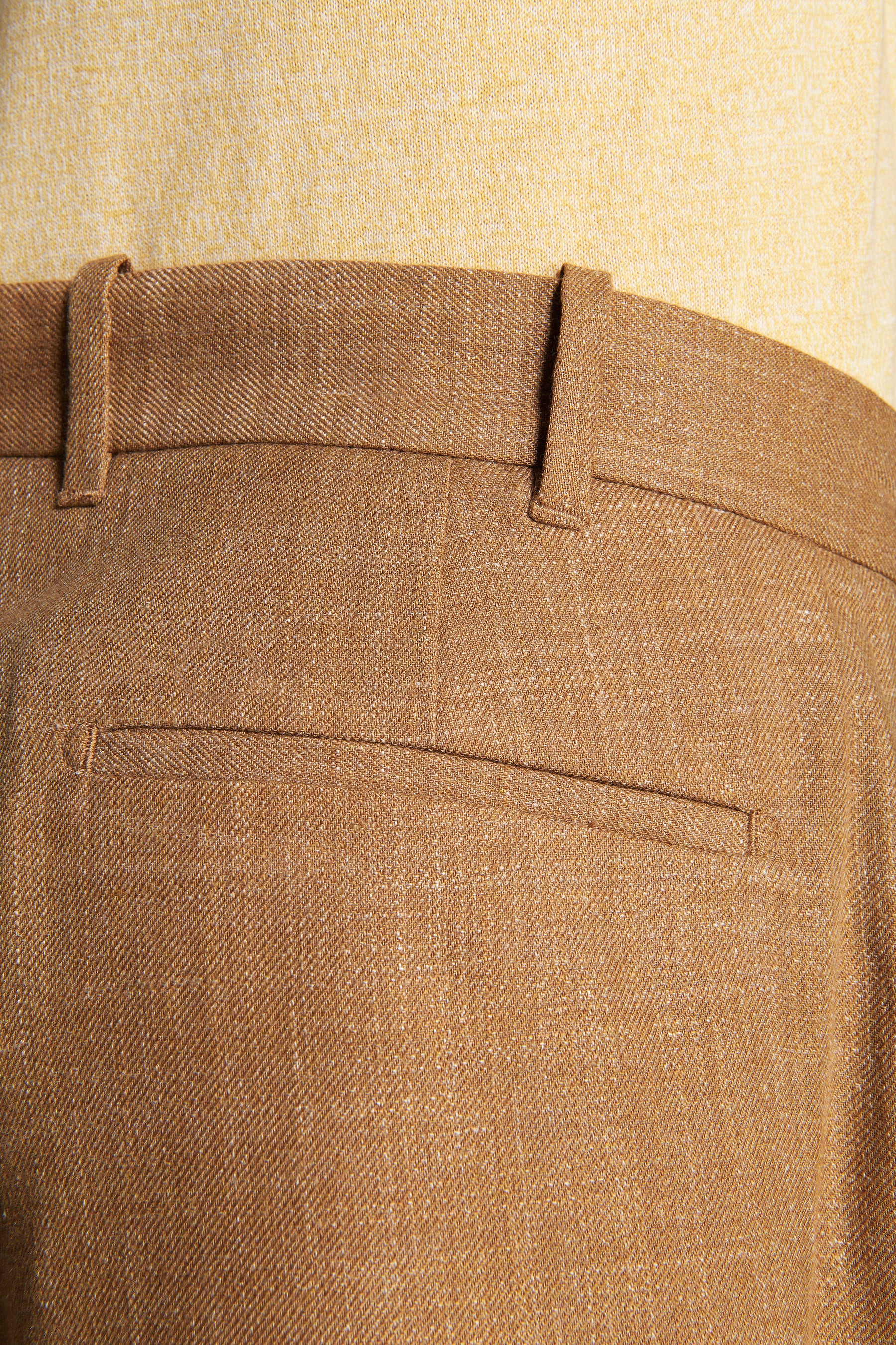 Bermuda misto lino con pinces tabacco