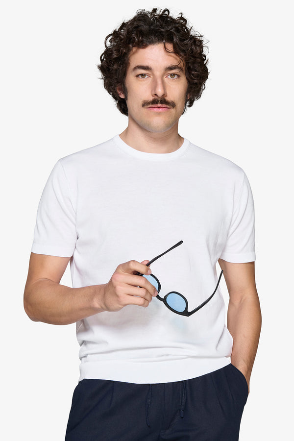 T-shirt in maglia basic in cotone bianca-Dan John