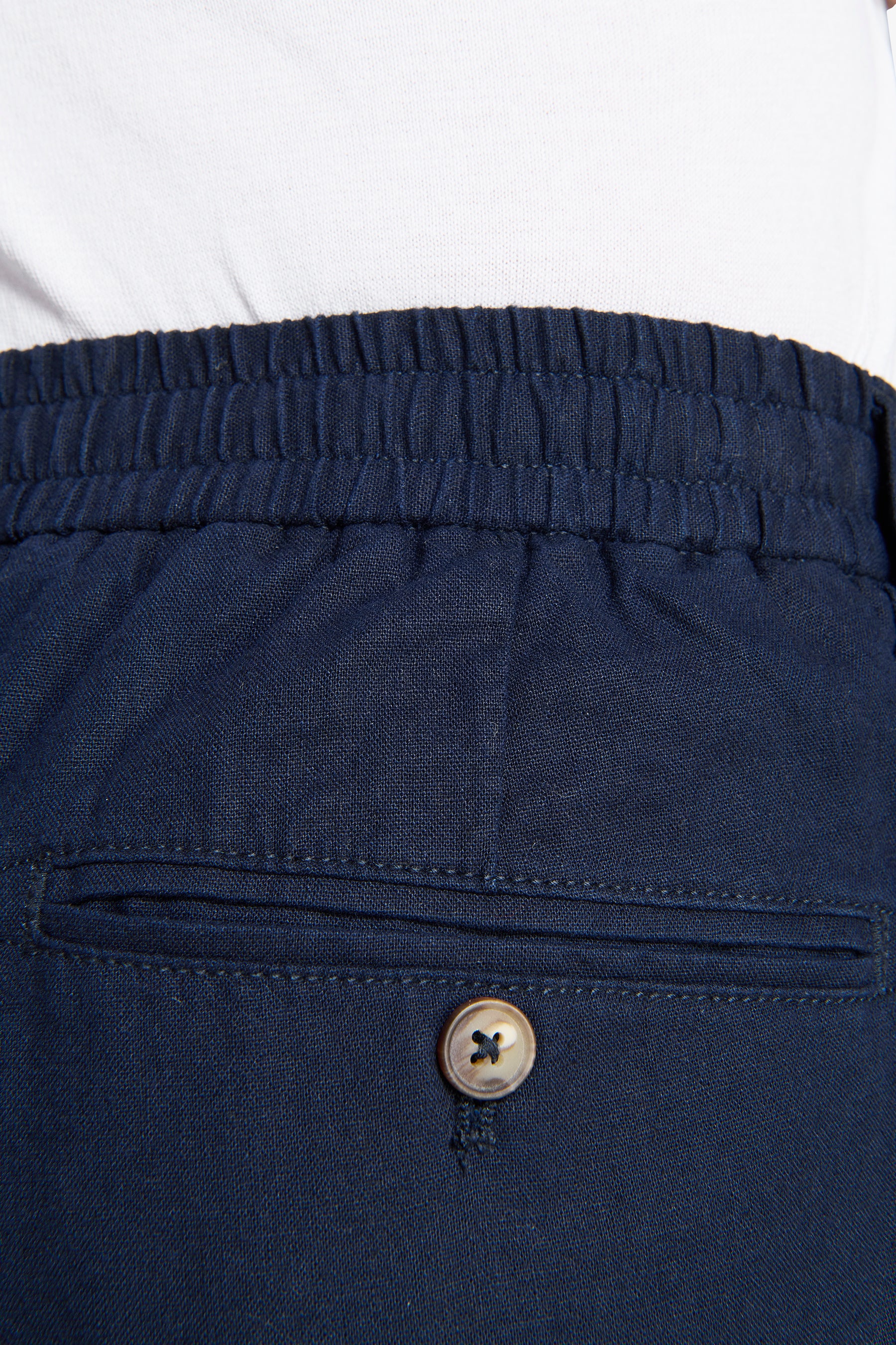 Blue linen blend drawstring pants