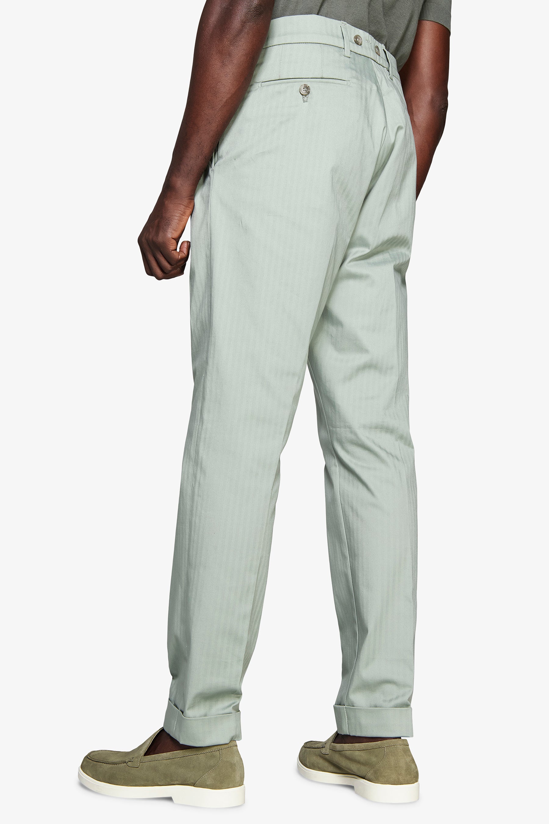 Pantalón punto de espiga salvia