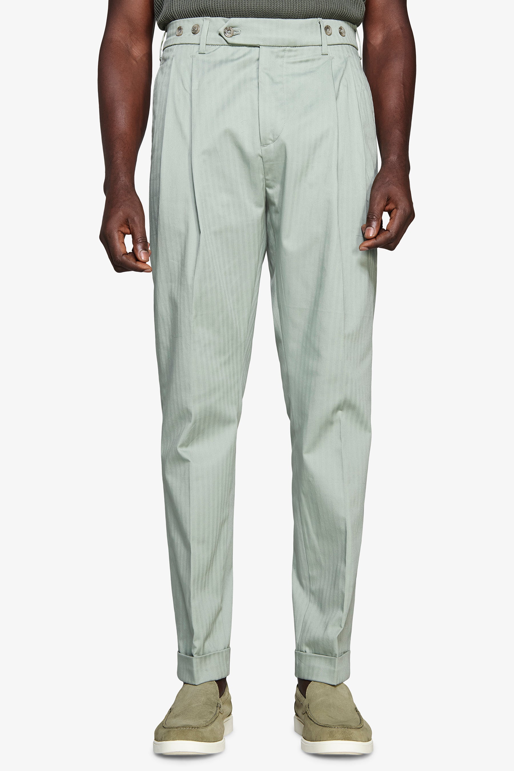 Pantalón punto de espiga salvia