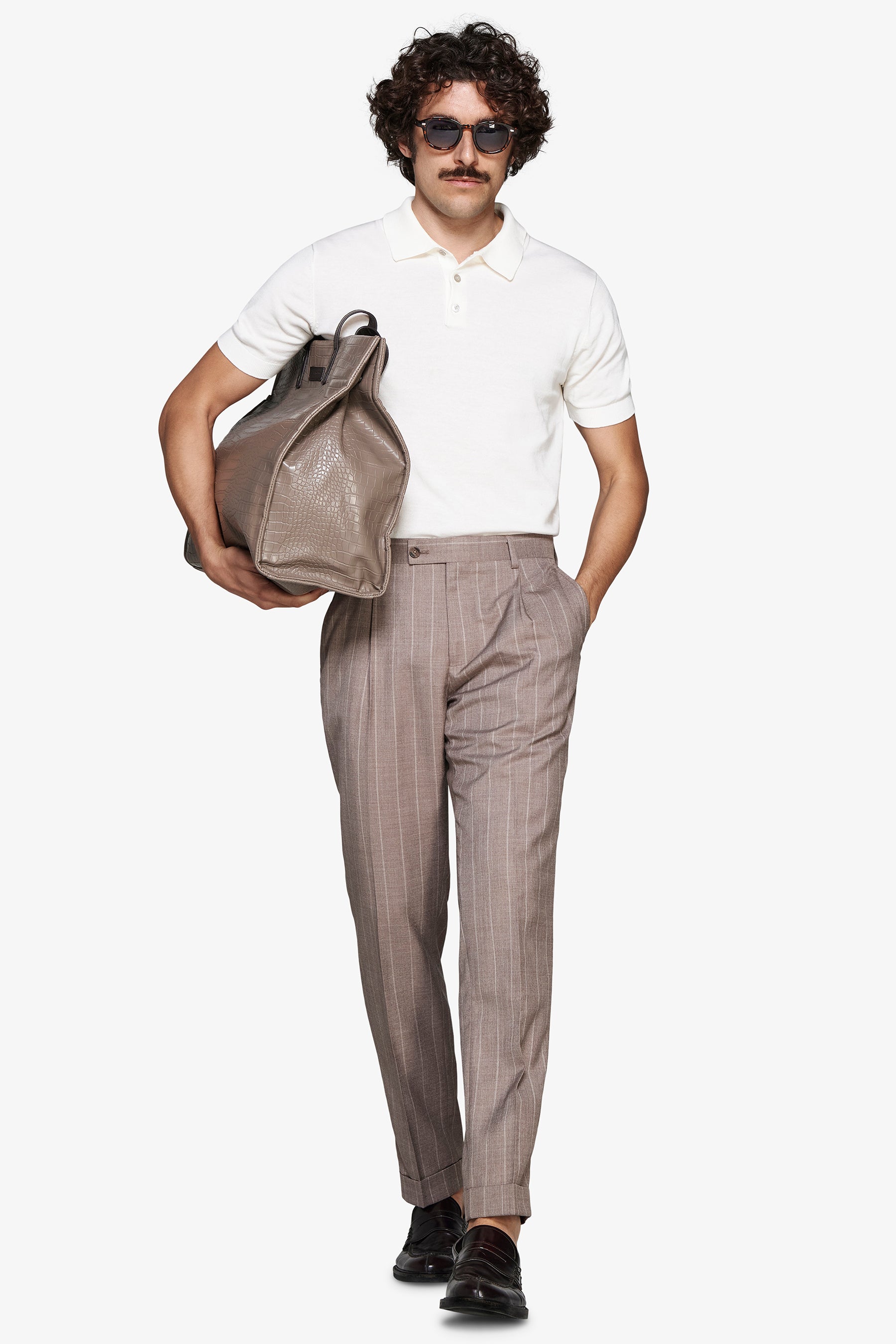 Polo in maglia basic in cotone bianca-Dan John