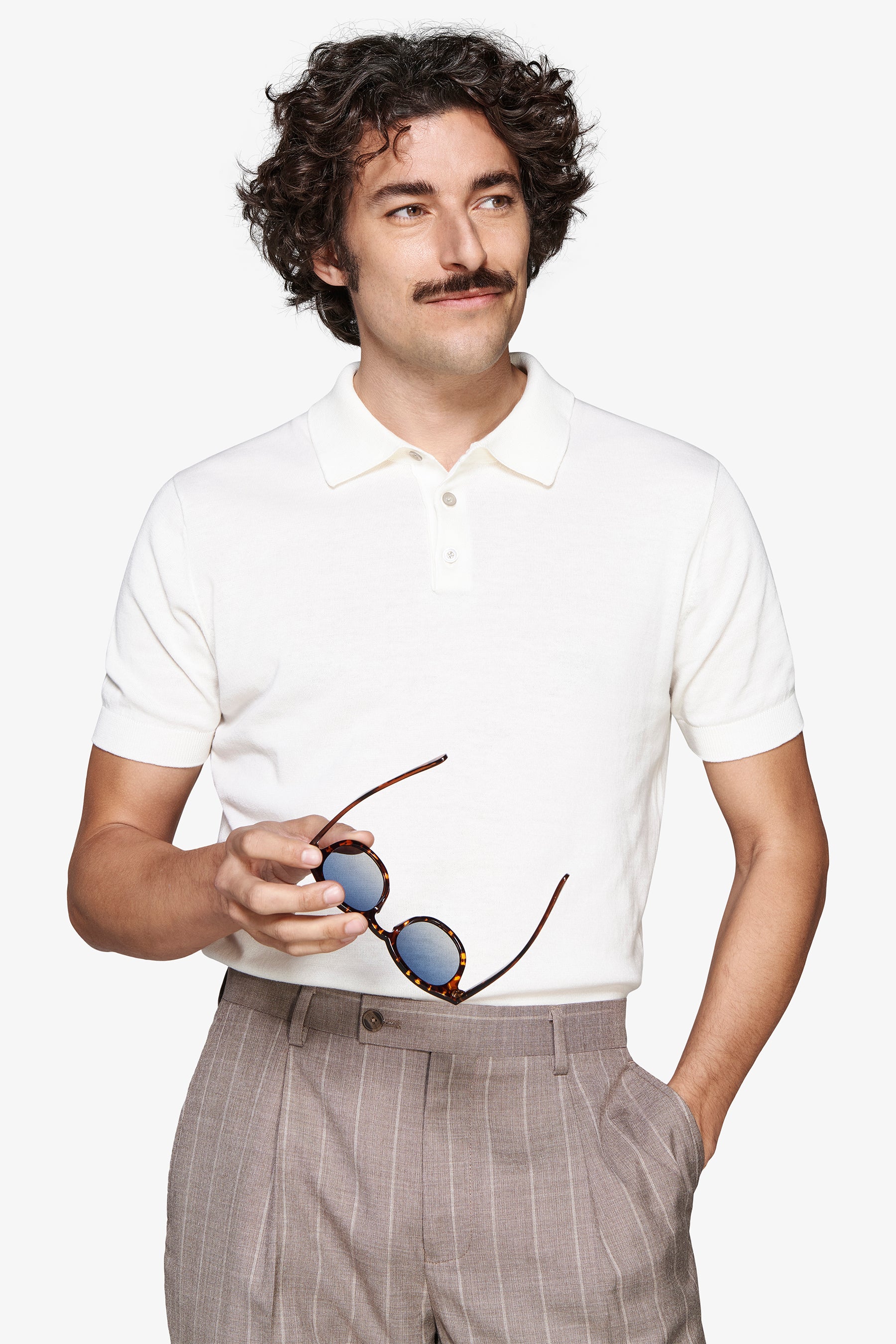 Polo in maglia basic in cotone bianca-Dan John