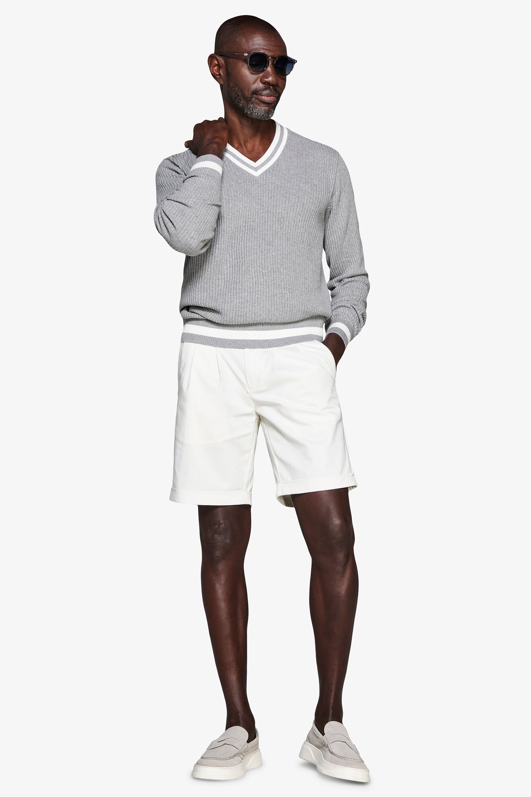 Maglia scollo a V grigia DNJ-Dan John
