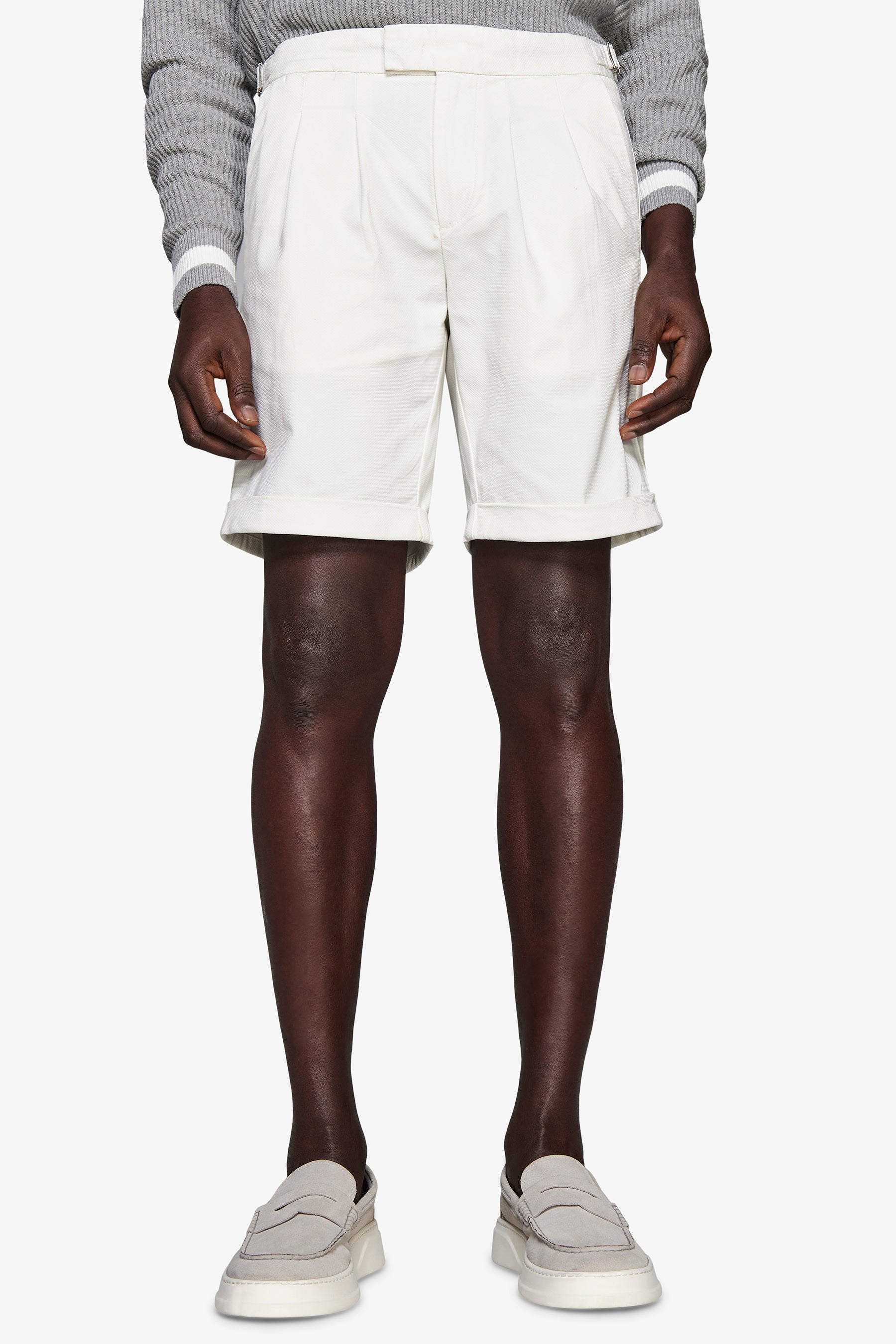 Bermuda armuré couleur crème