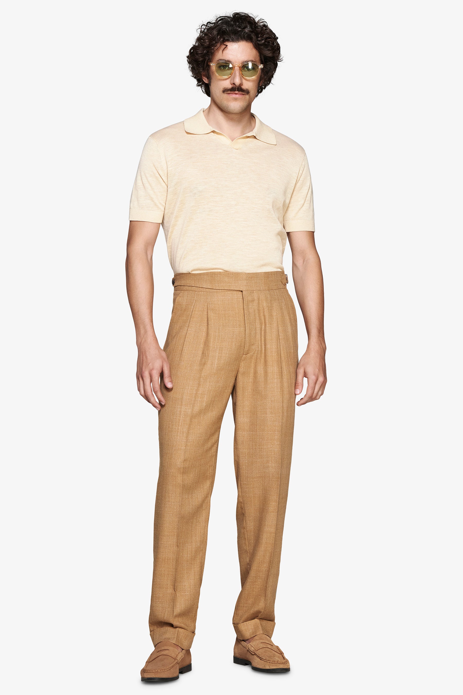Polo in maglia misto lino gialla
