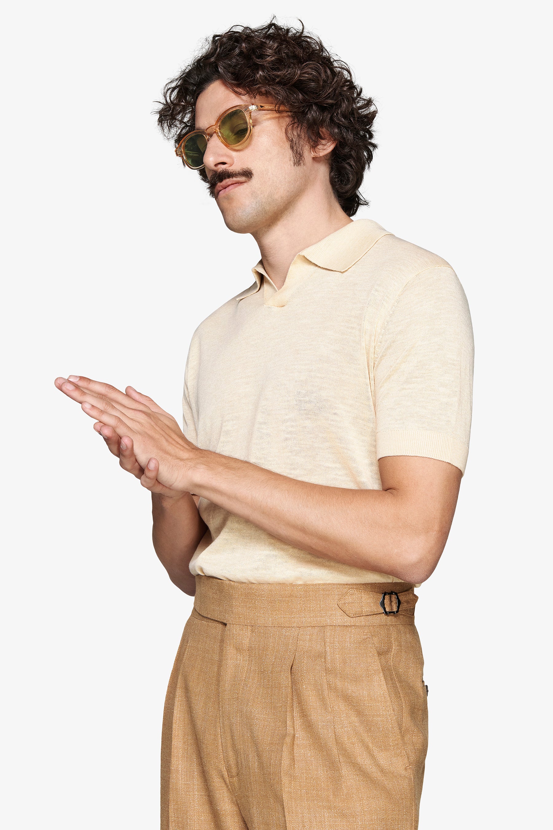 Polo in maglia misto lino gialla