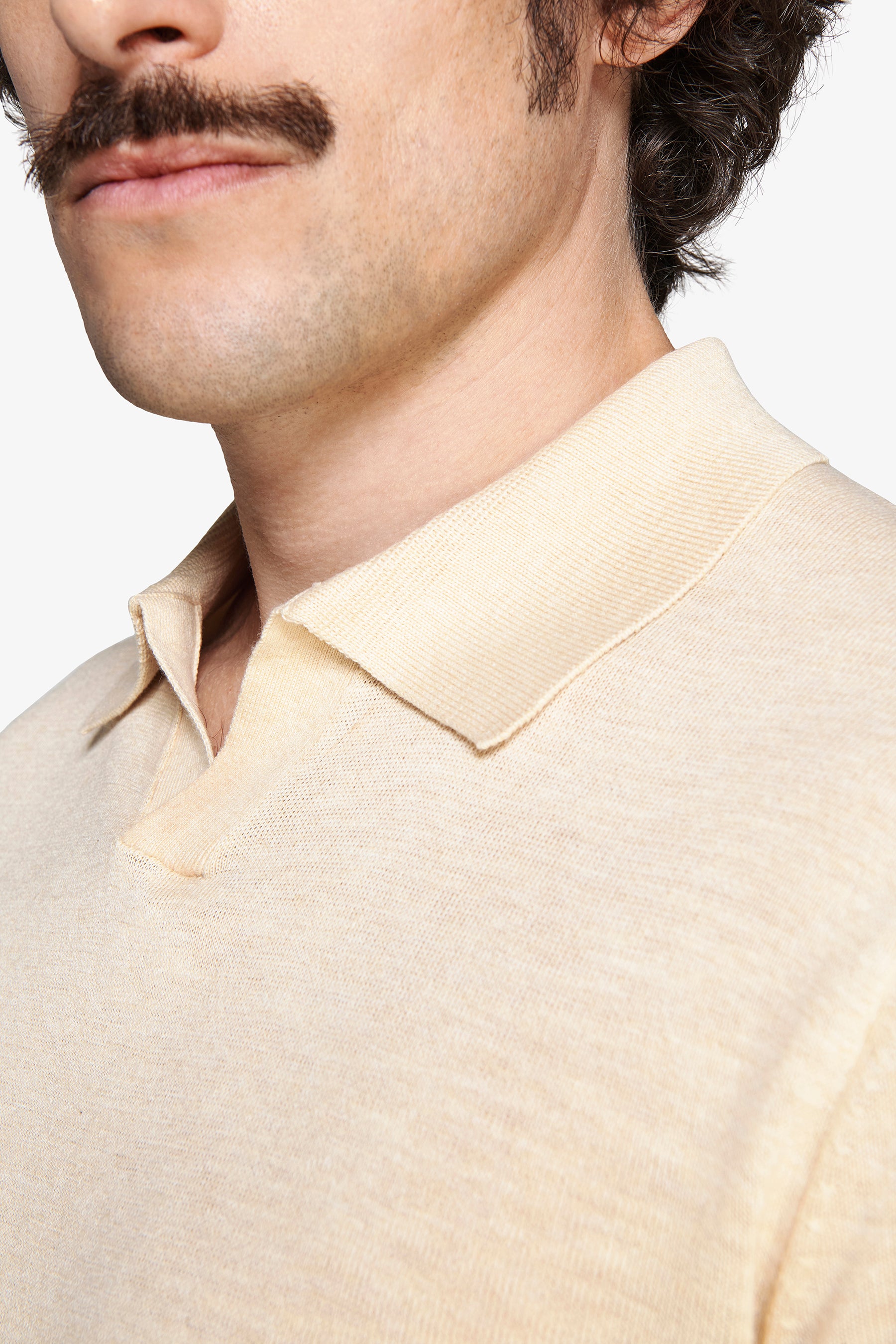 Polo in maglia misto lino gialla