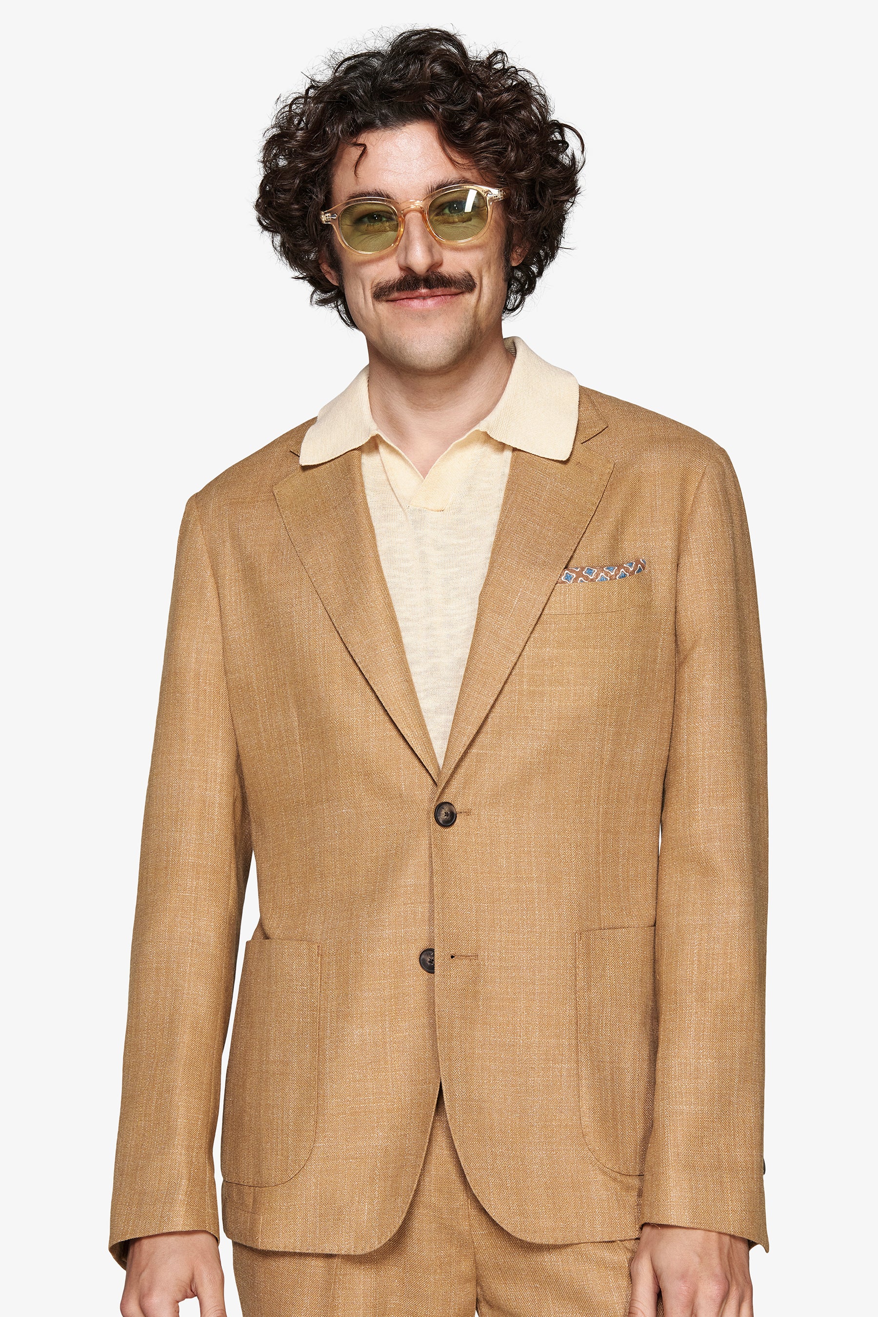 Giacca misto lino tabacco