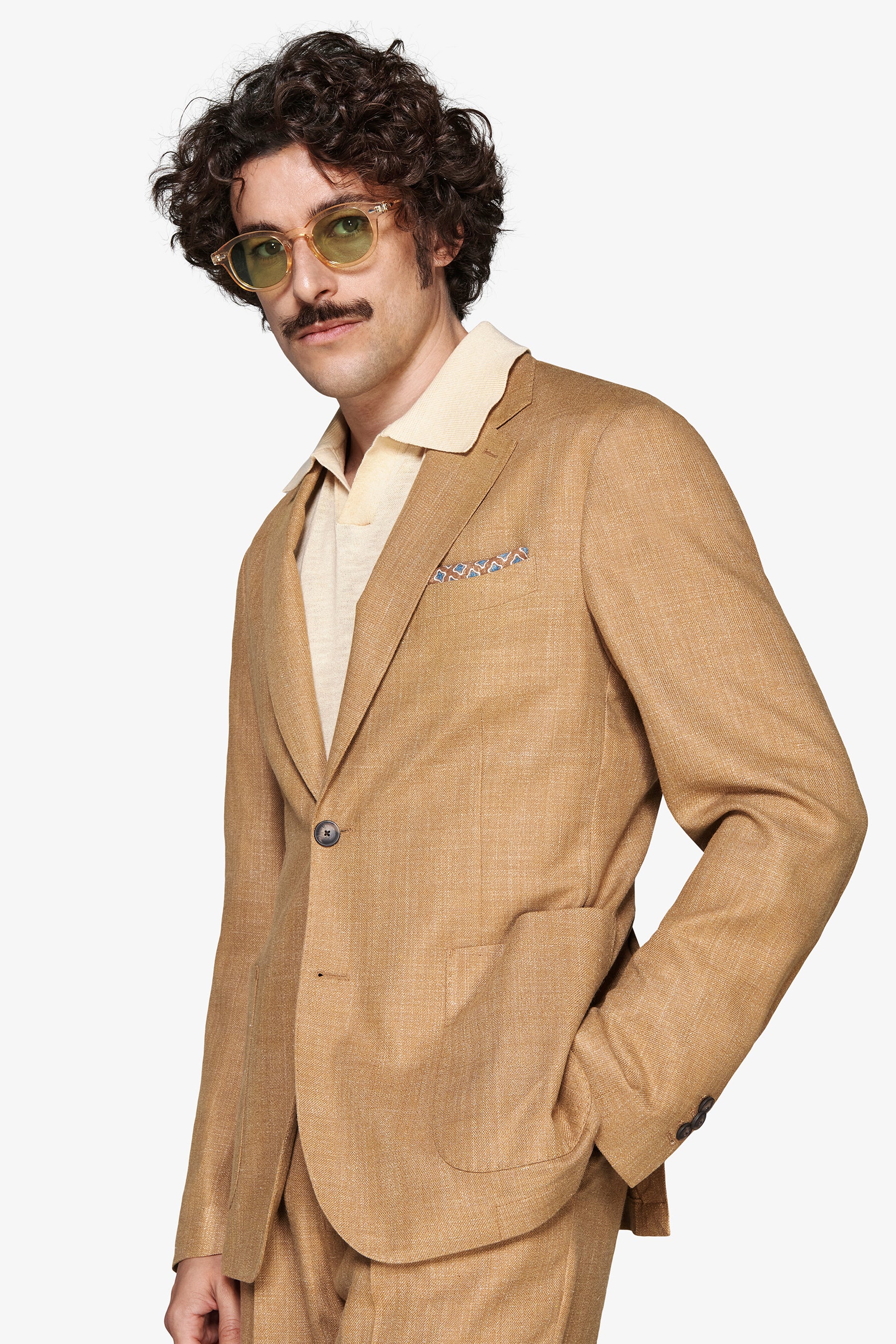 Giacca misto lino tabacco