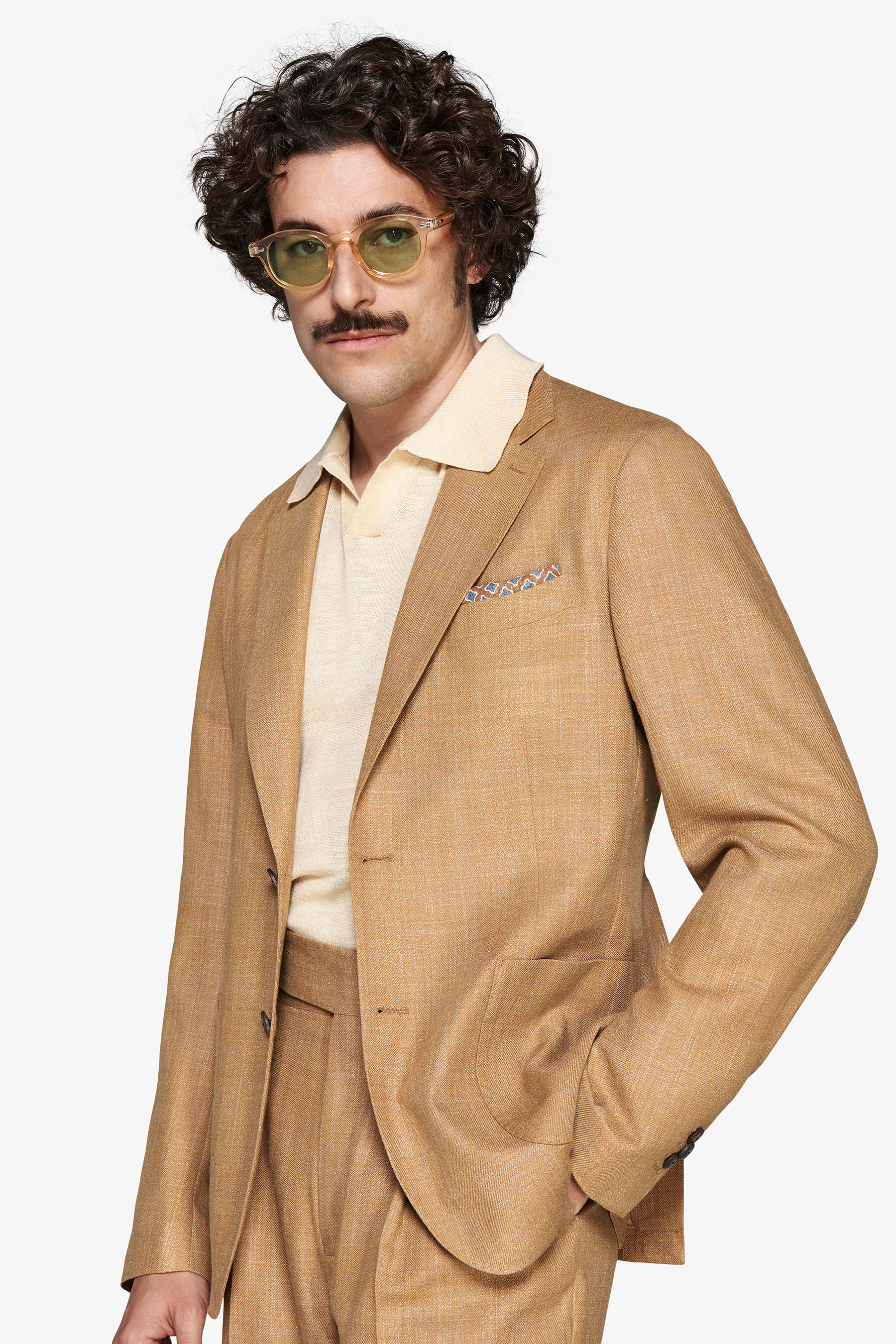 Tobacco linen blend blazer