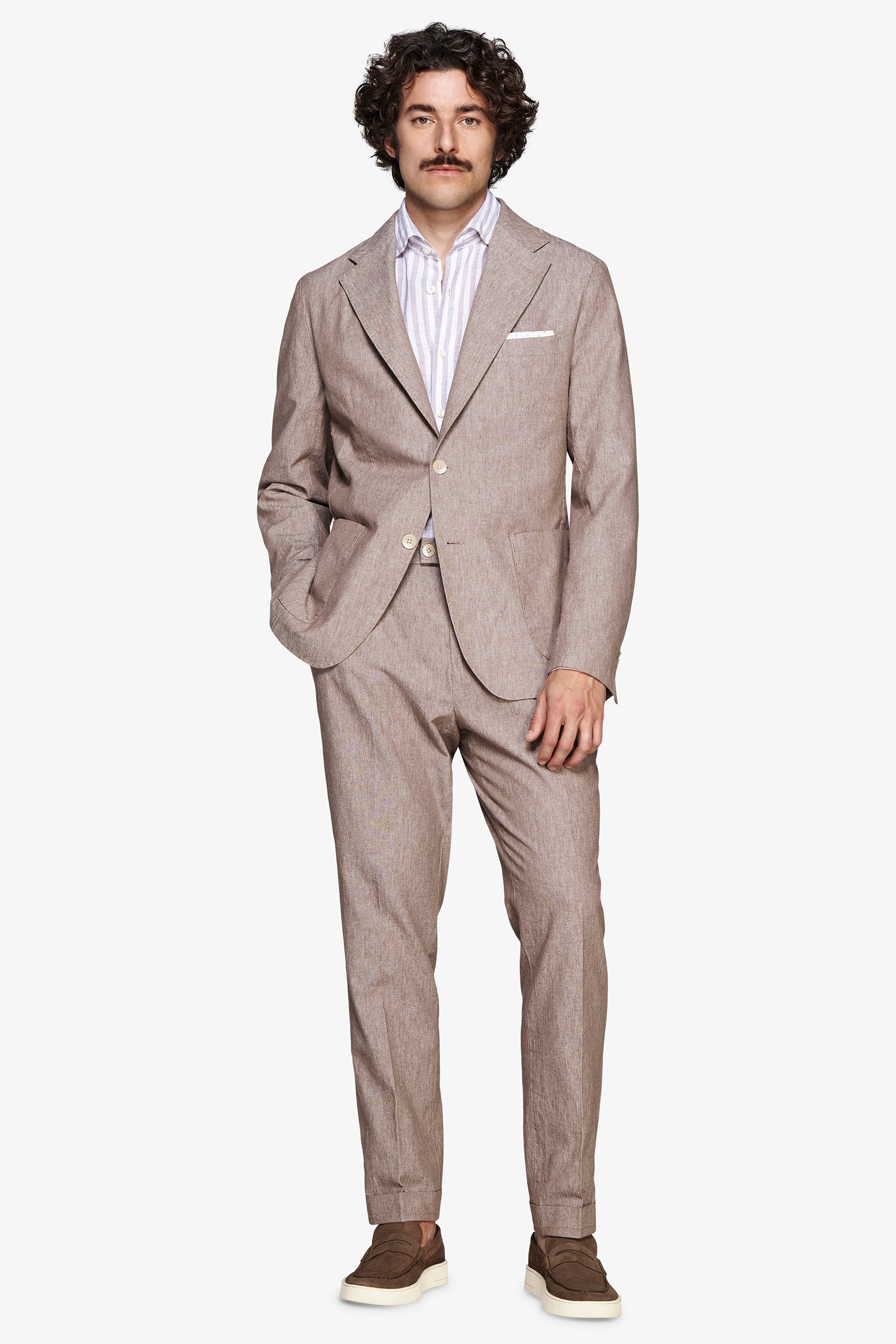 Giacca misto lino fiammata tortora