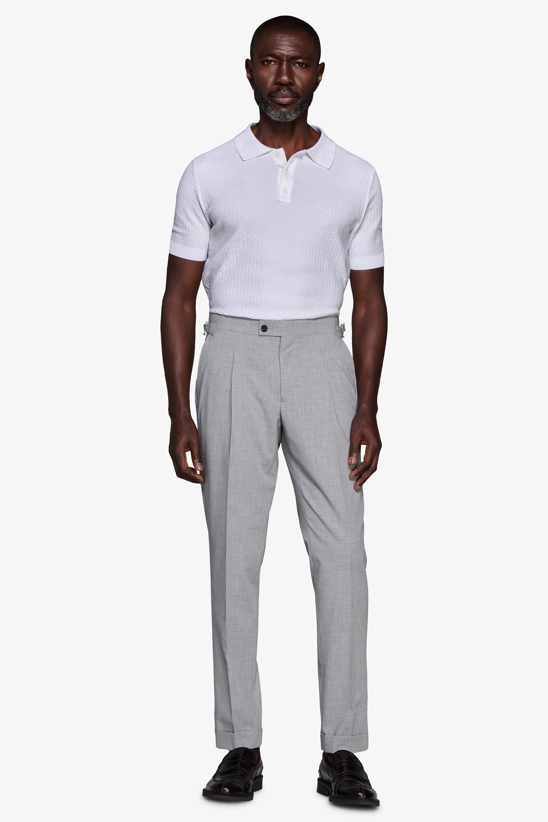 Polo in maglia punto dadino bianca-Dan John