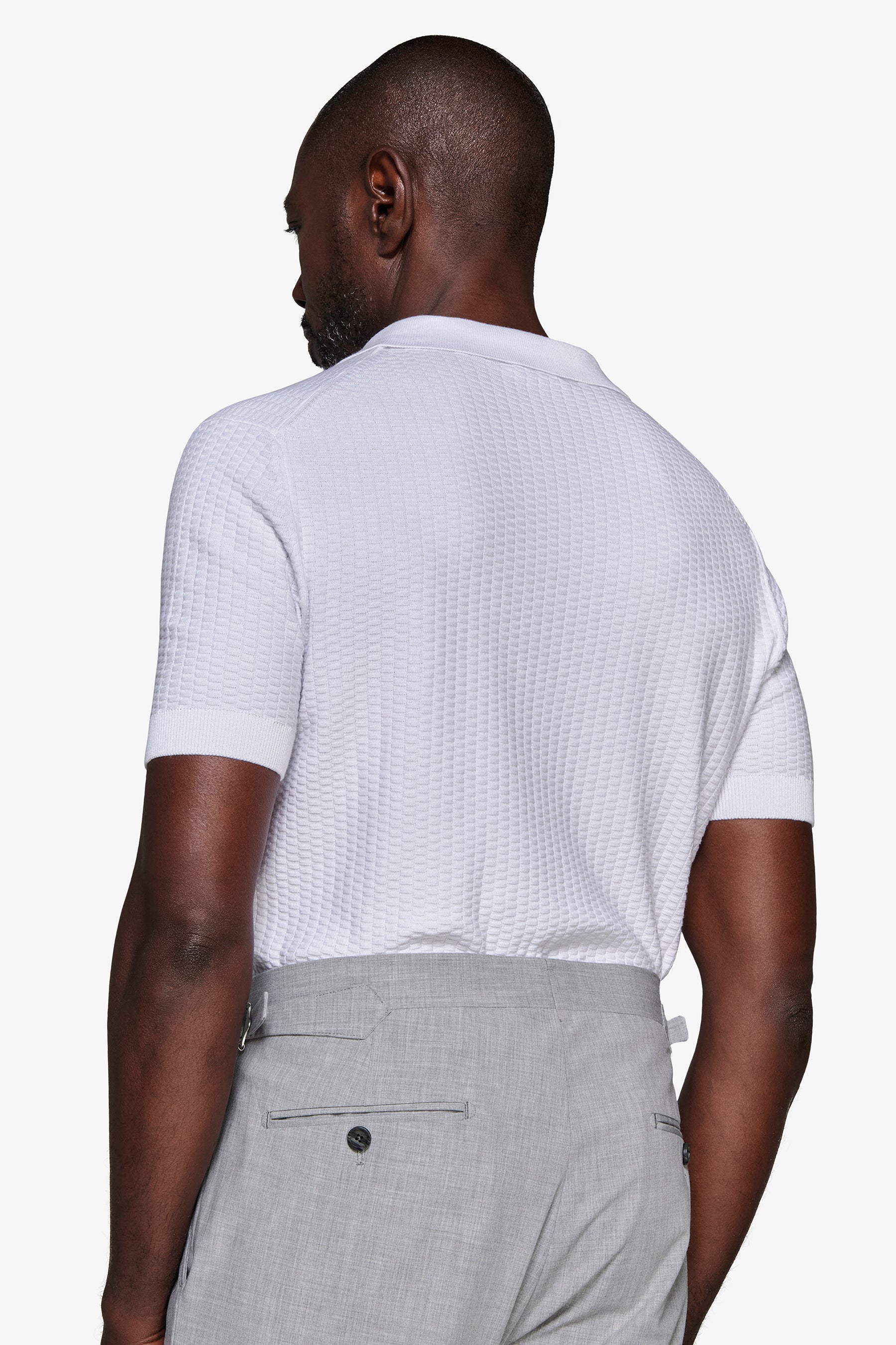 Polo in maglia punto dadino bianca-Dan John