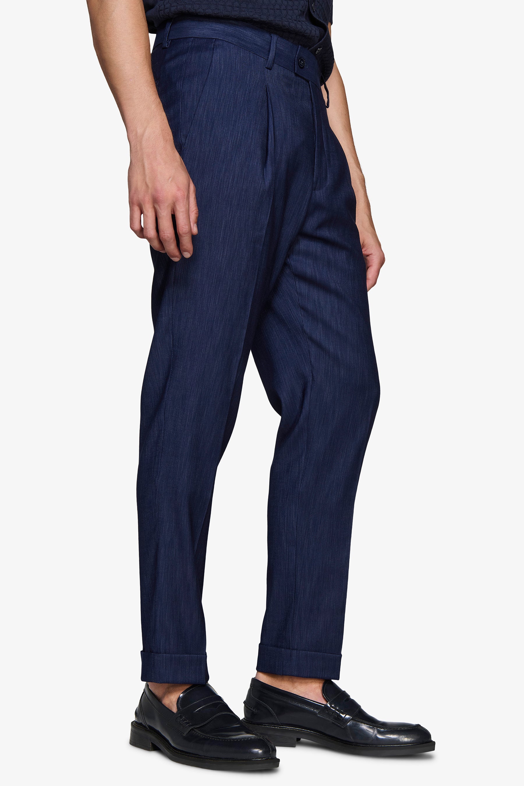 Pantaloni effetto denim blu scuro