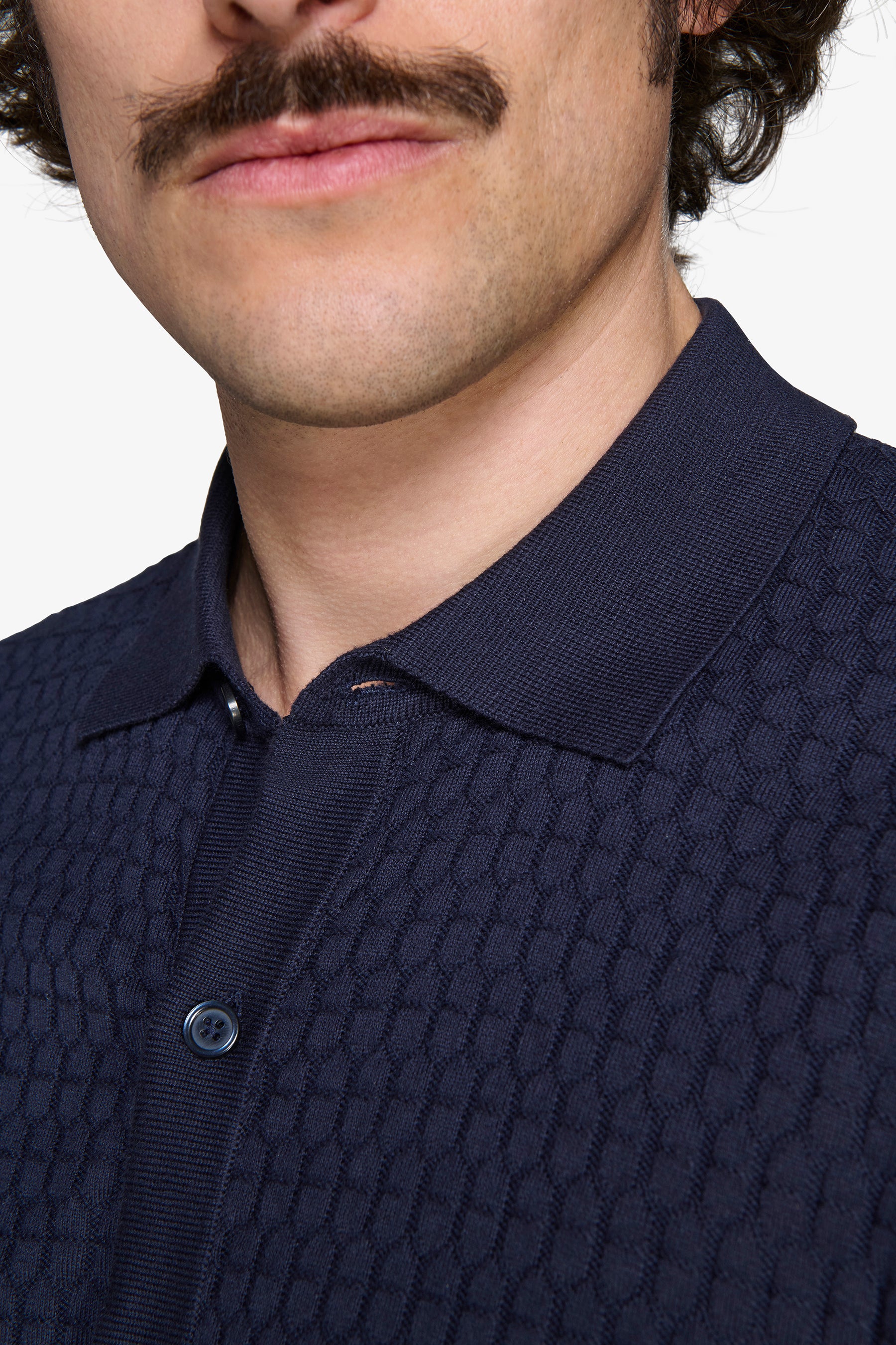 Camicia in maglia punto mattoncino blu