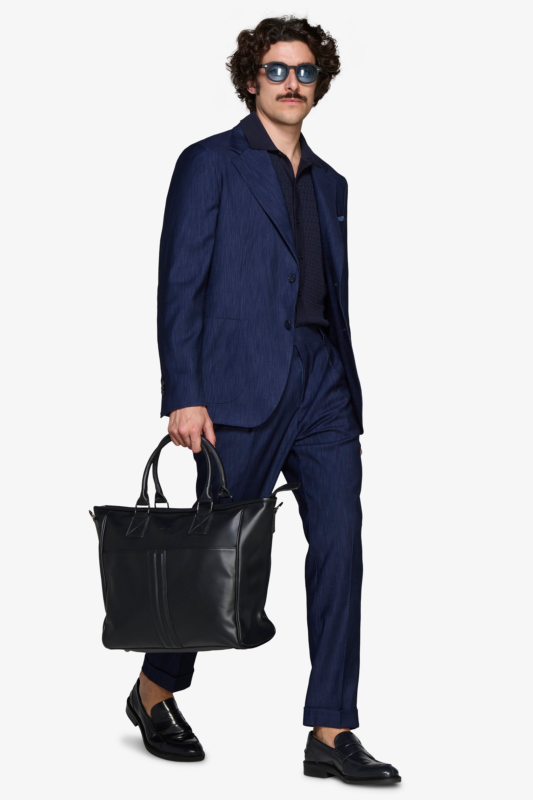 MODULARE DUNKELBLAUE JACKE MIT DENIM-EFFEKT