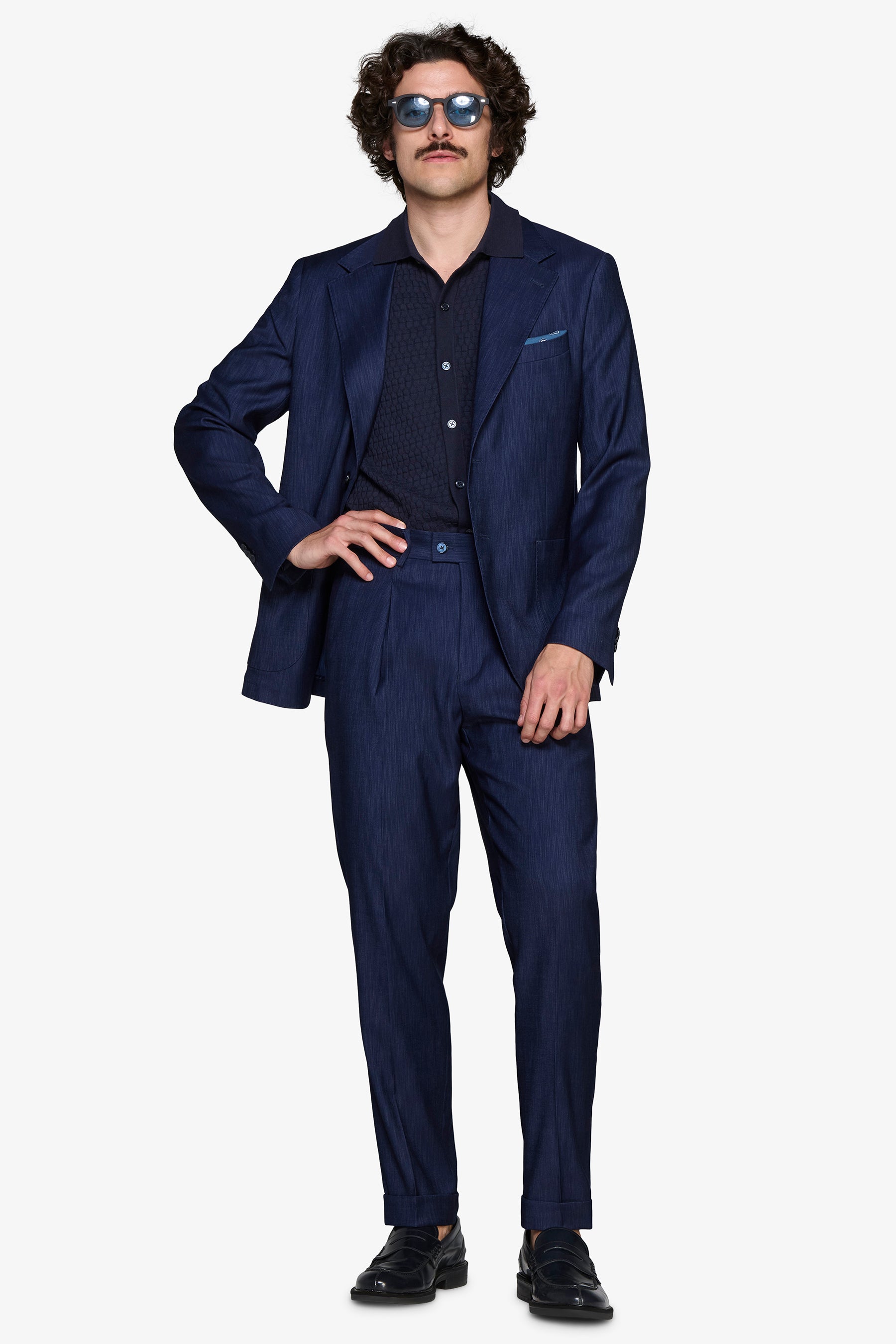 MODULARE DUNKELBLAUE JACKE MIT DENIM-EFFEKT