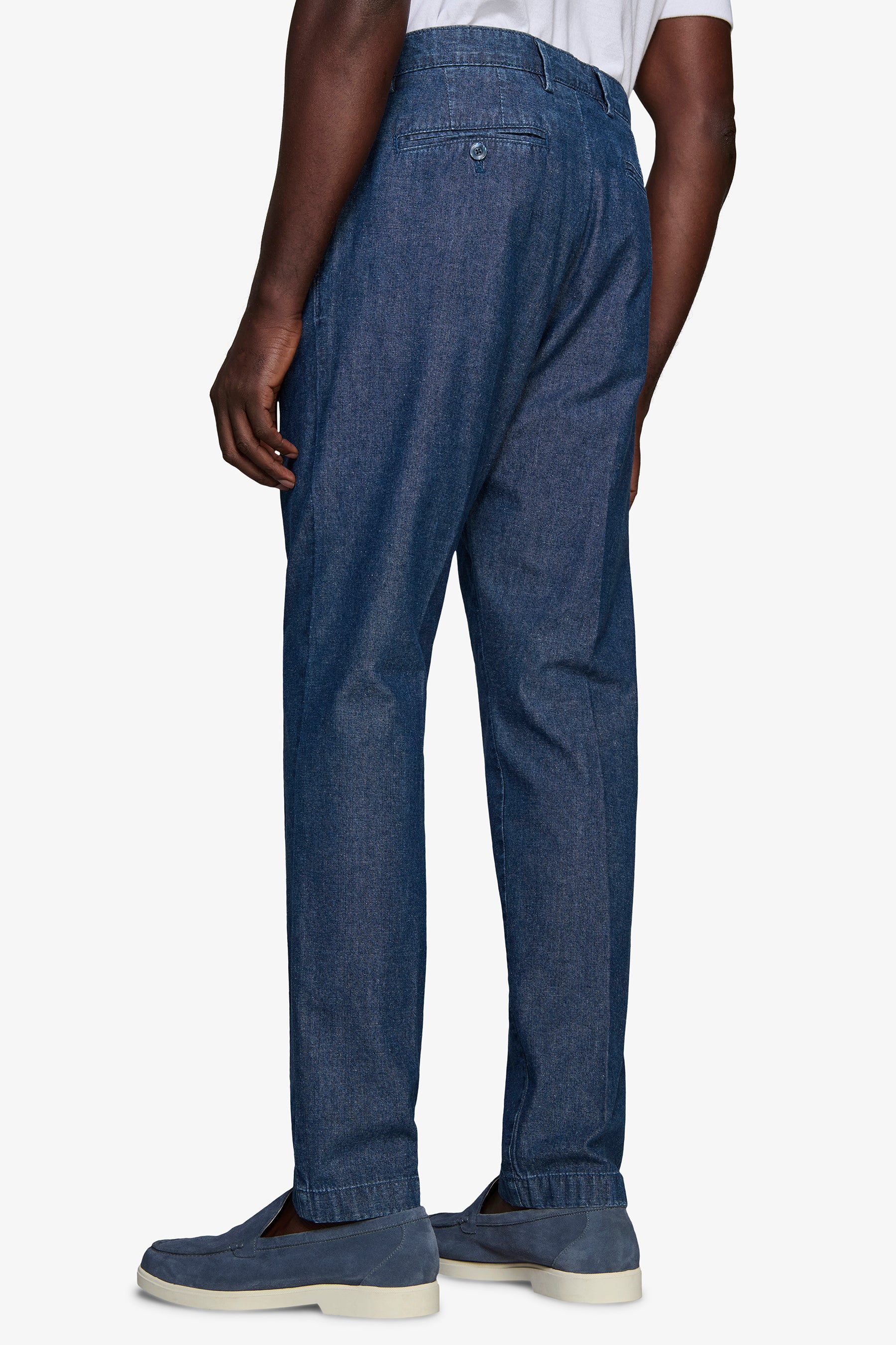 Pantaloni doppia pinces chambray