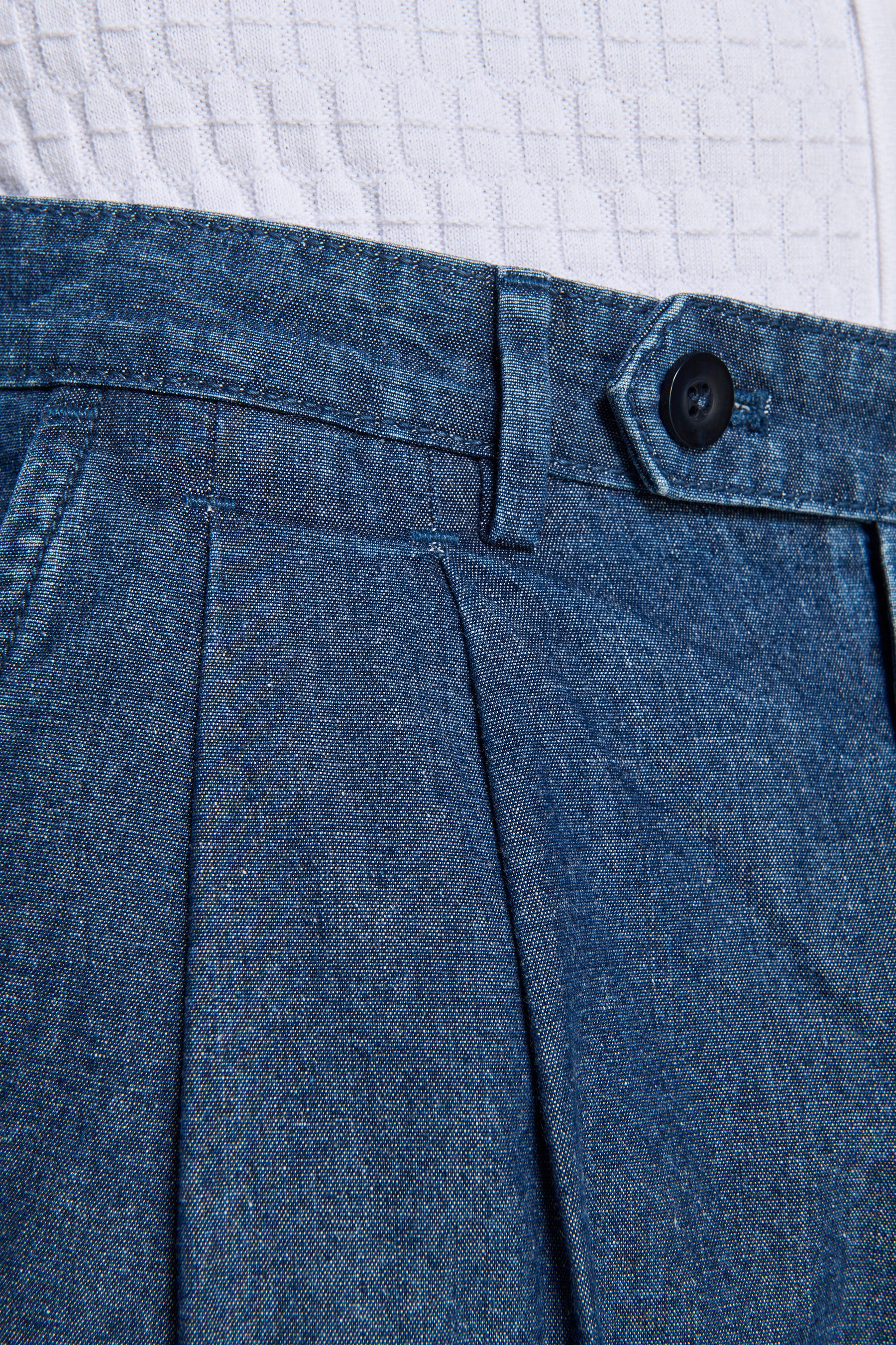 Pantaloni doppia pinces chambray