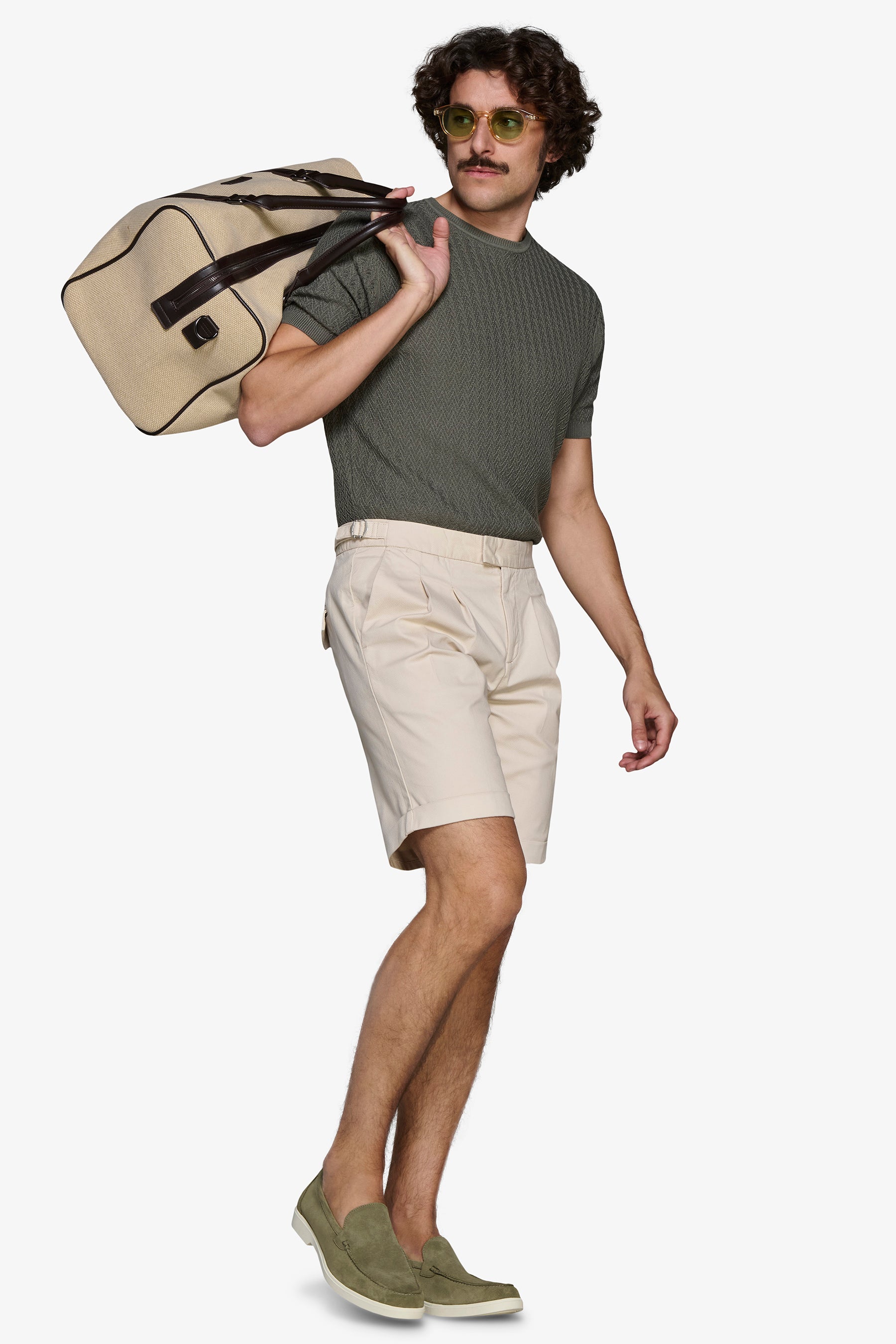 Rundhals-Pullover verstärkt in Grün