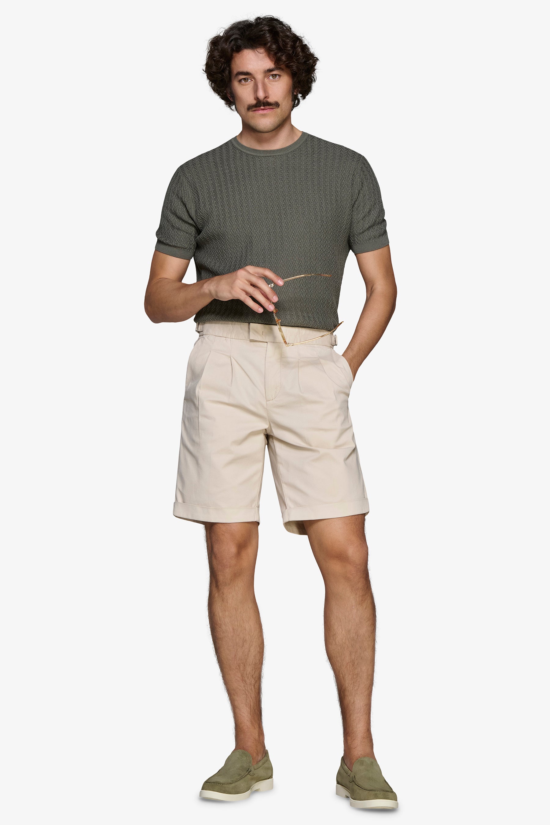 Rundhals-Pullover verstärkt in Grün