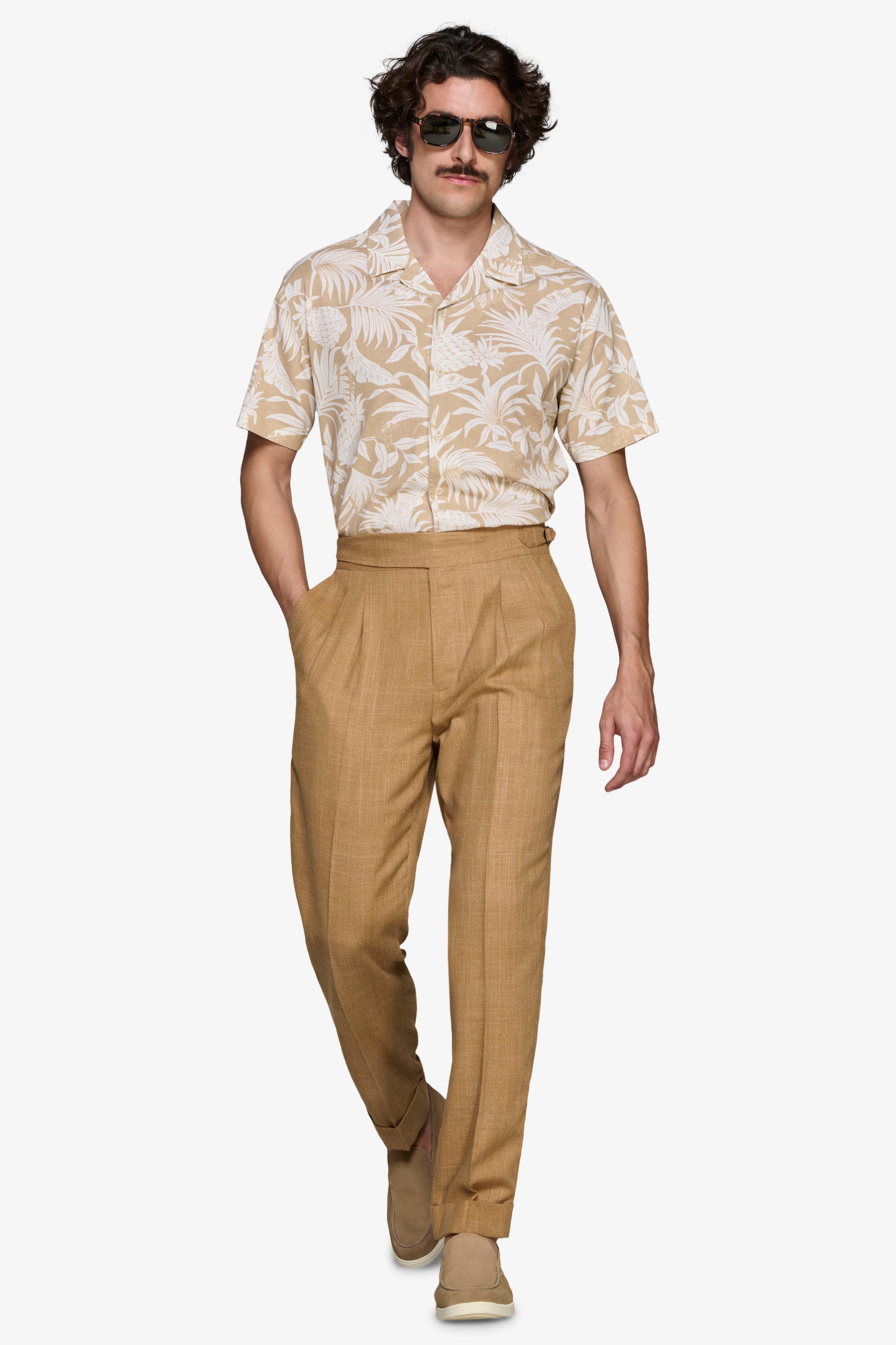 Sand linen blend Hawaiian shirt