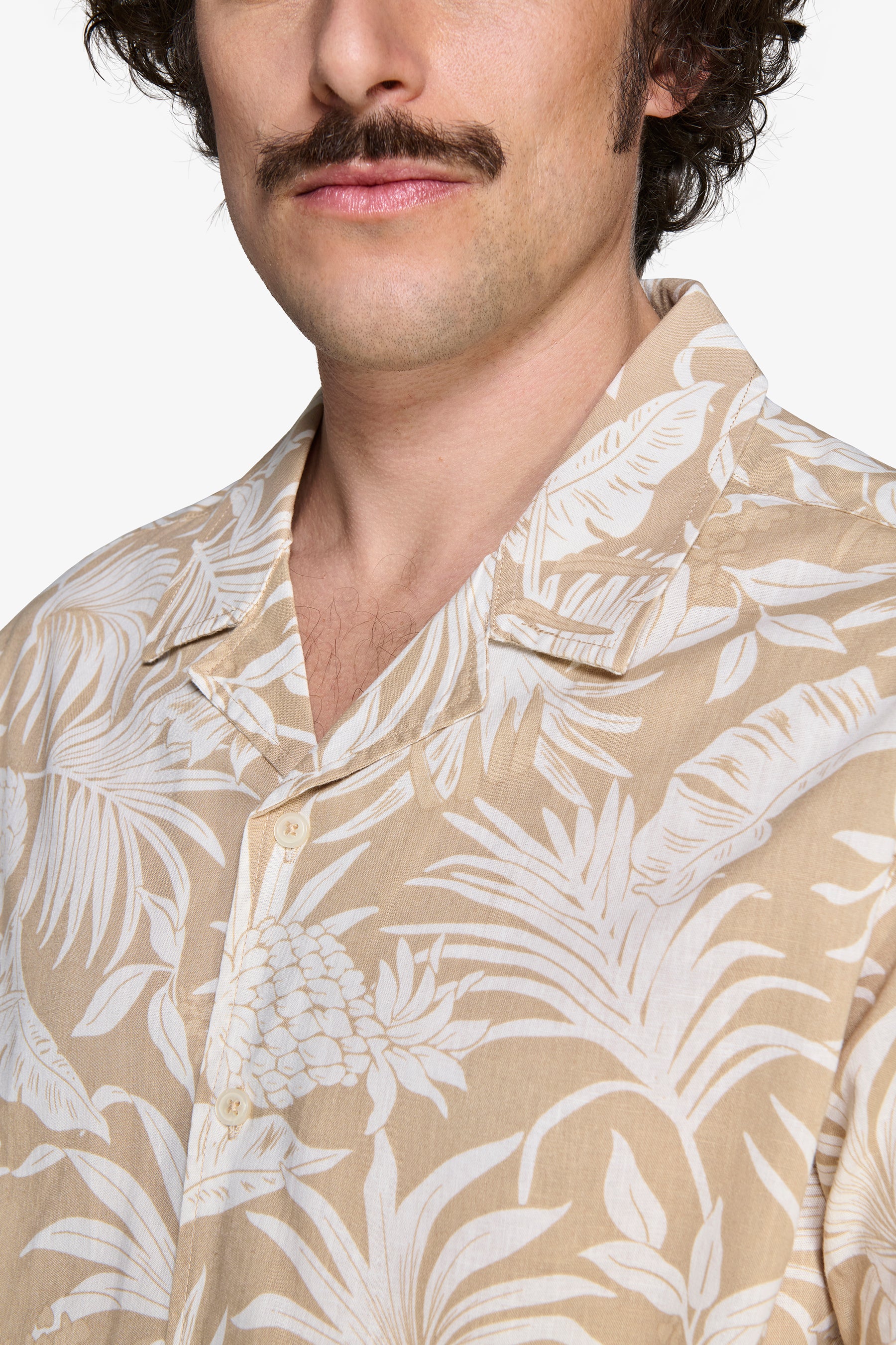 Camicia misto lino hawaiana sabbia