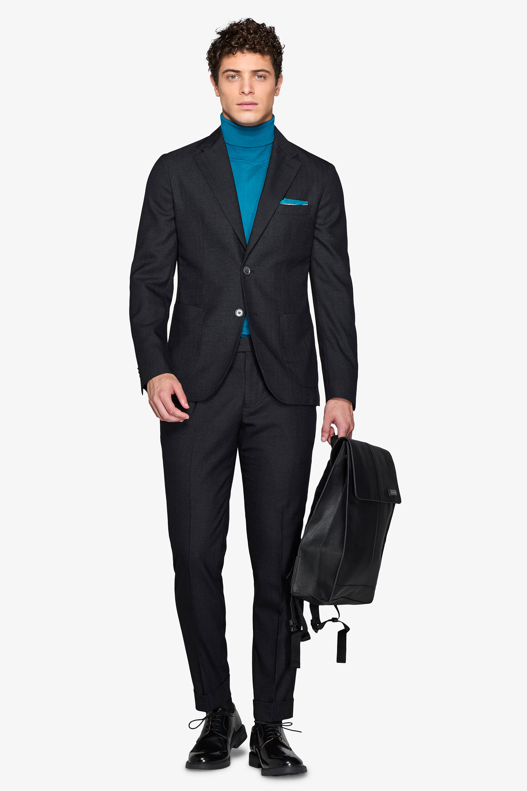 Giacca da abito twill melange nero-Dan John