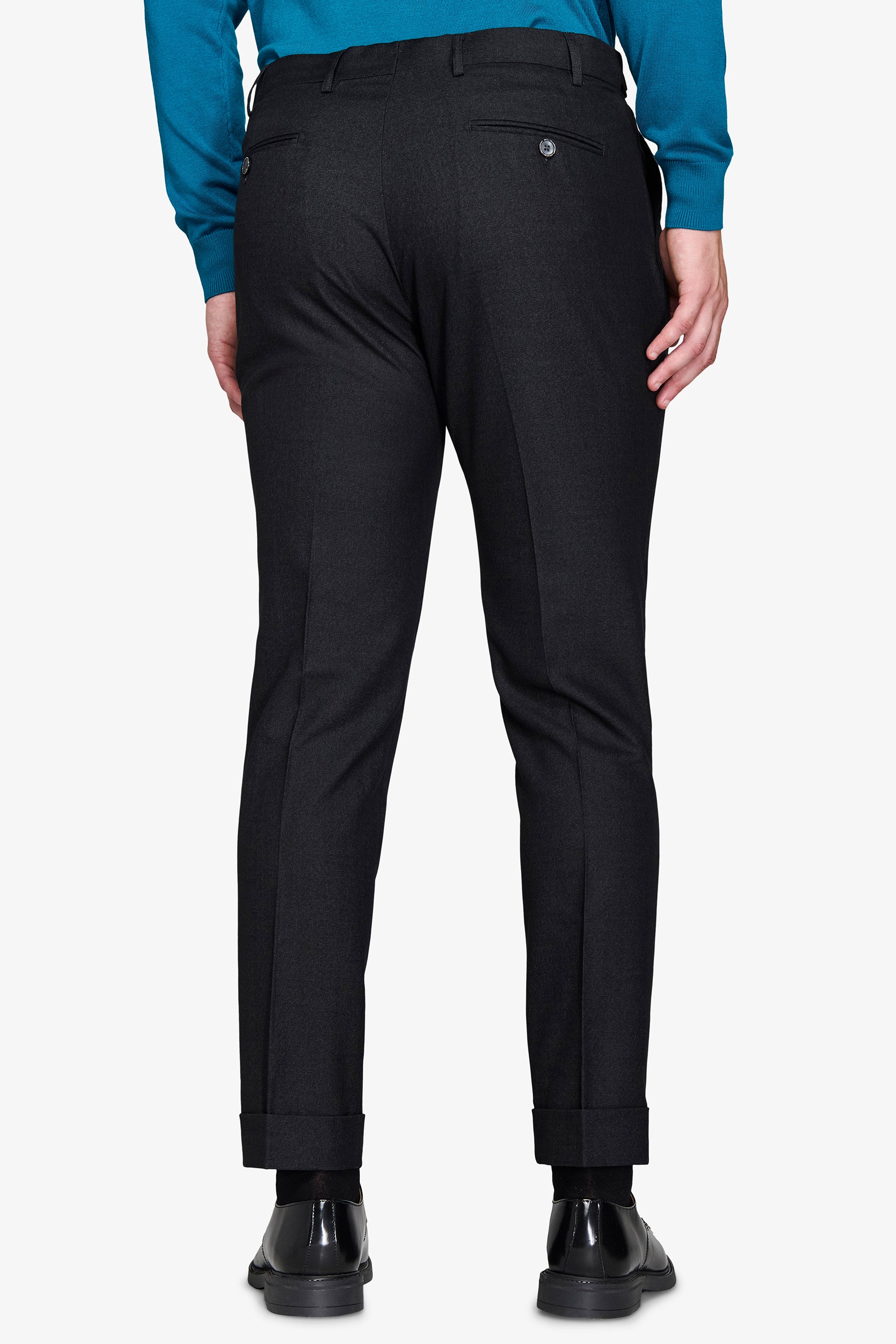 Pantaloni da abito twill melange nero-Dan John