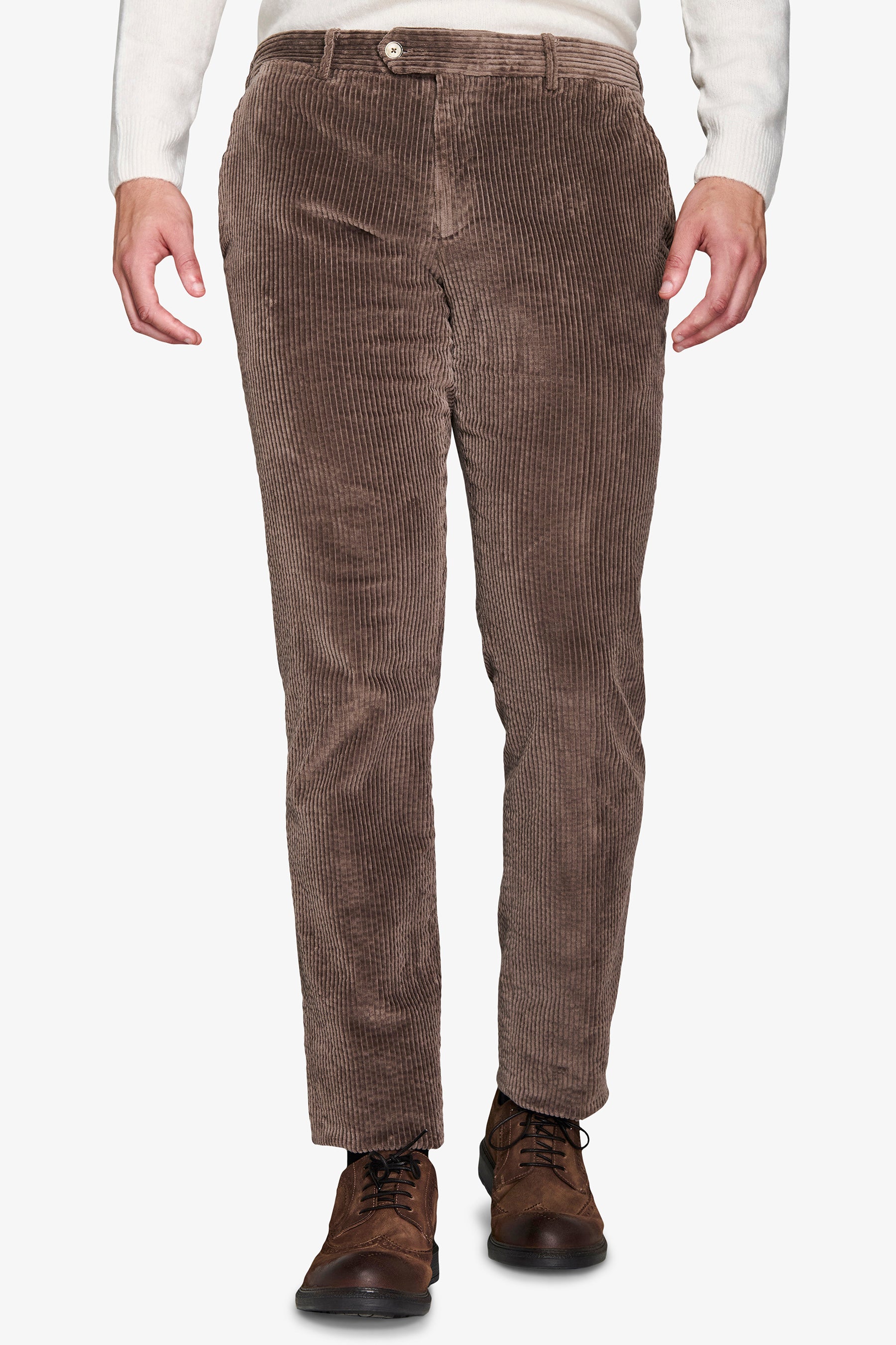 Pantaloni da abito in velluto tortora-Dan John