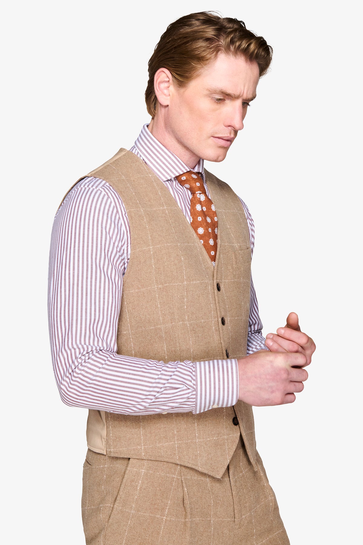 Gilet finestrato cammello-Dan John