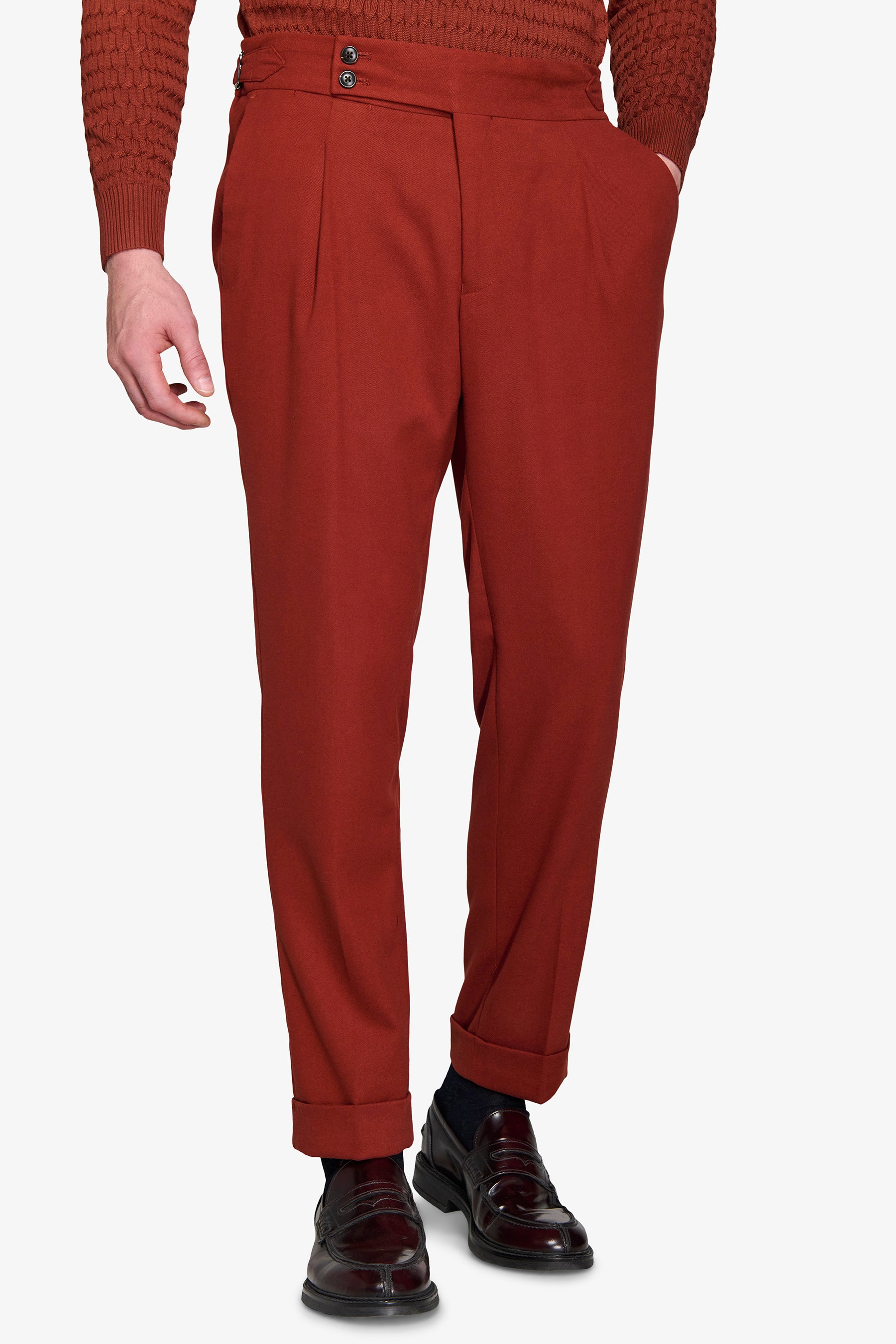 Pantaloni da abito in flanella compatta coccio-Dan John