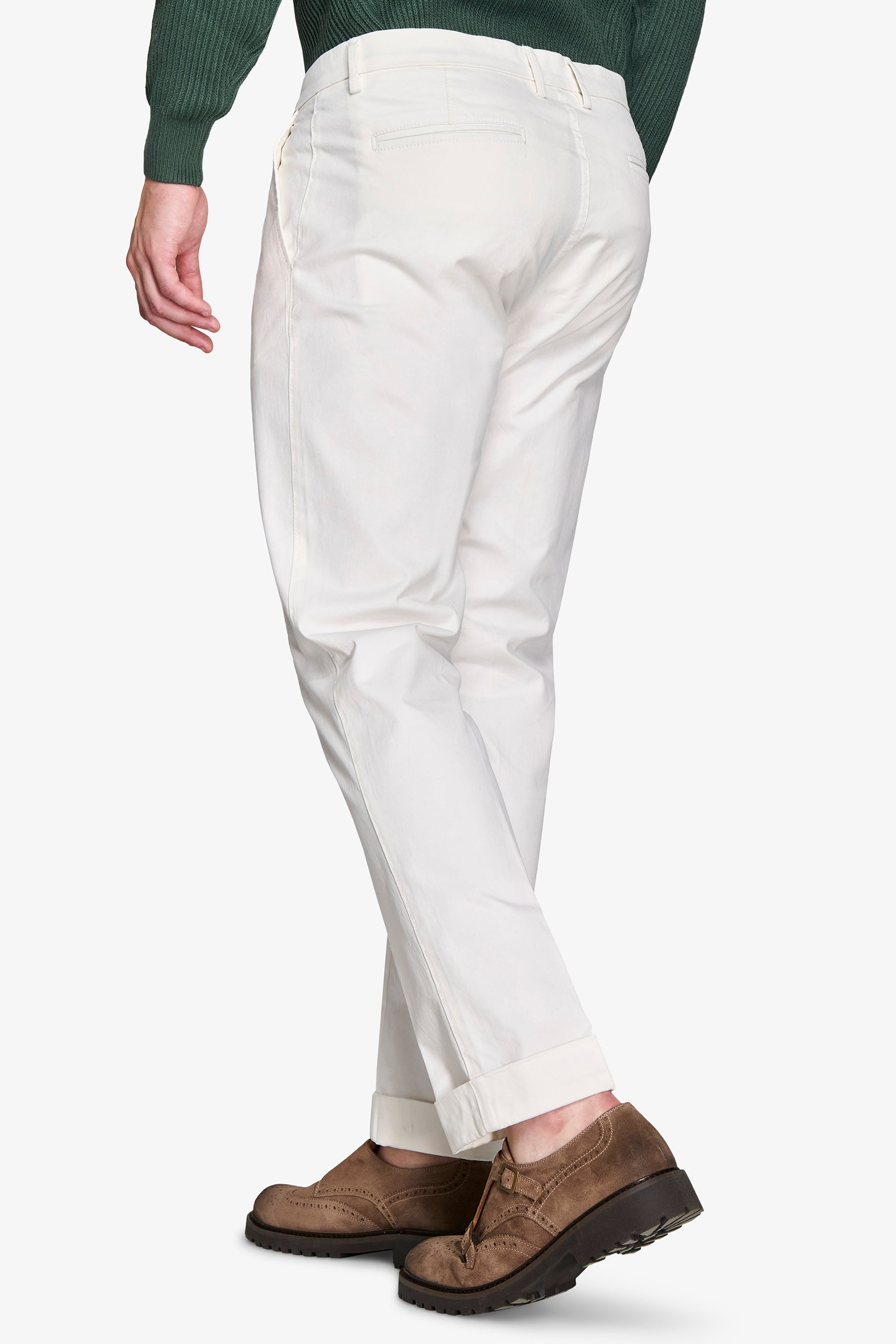 Pantaloni gabardina stretch bianco-Dan John