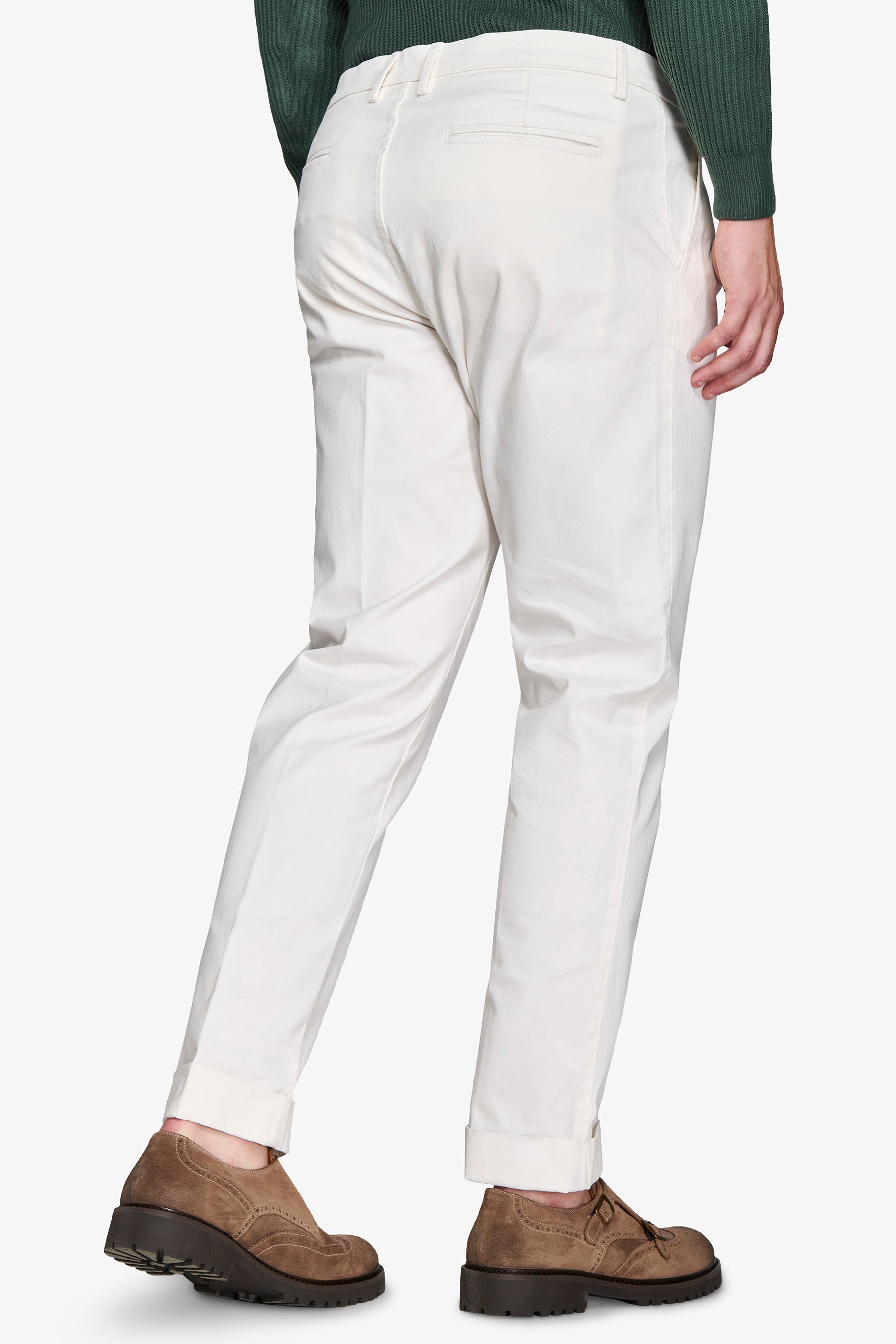 Pantaloni gabardina stretch bianco-Dan John