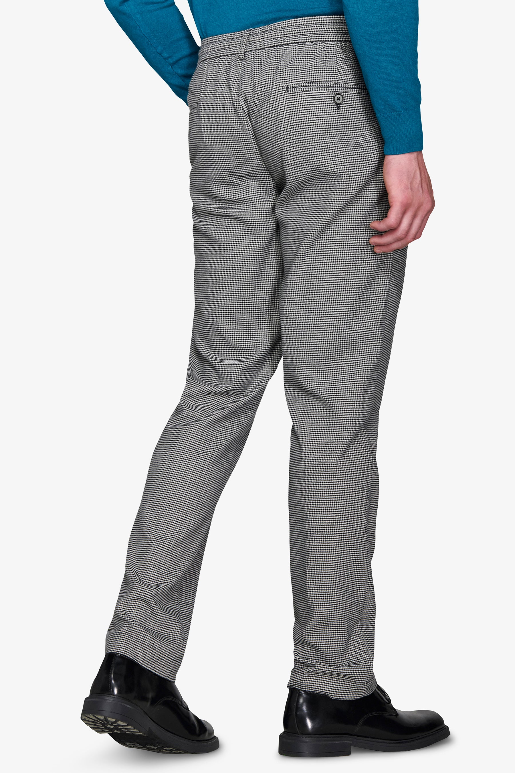 Pantaloni da abito worker pied de poule nero-Dan John