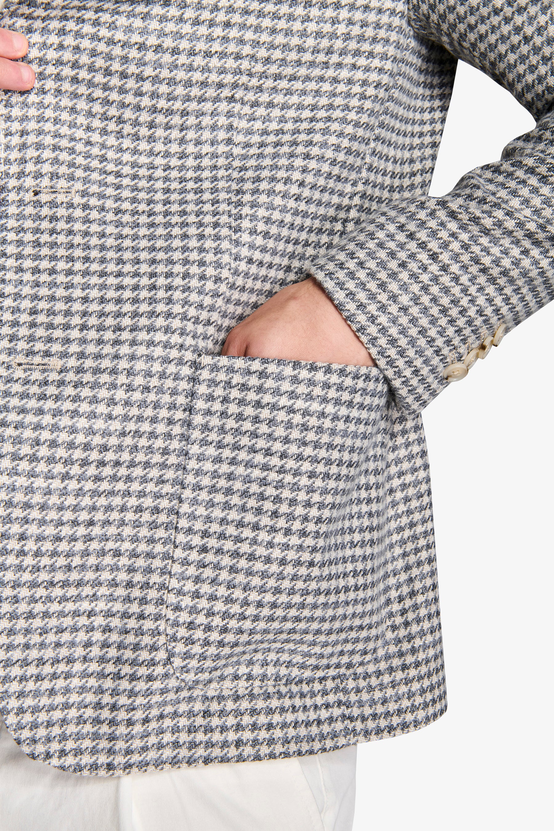 Giacca pied de poule misto lana grigio medio-Dan John