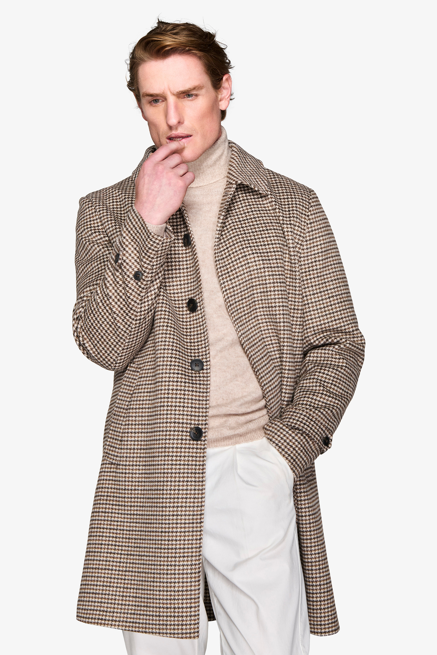 Cappotto Pied de Poule tortora-Dan John