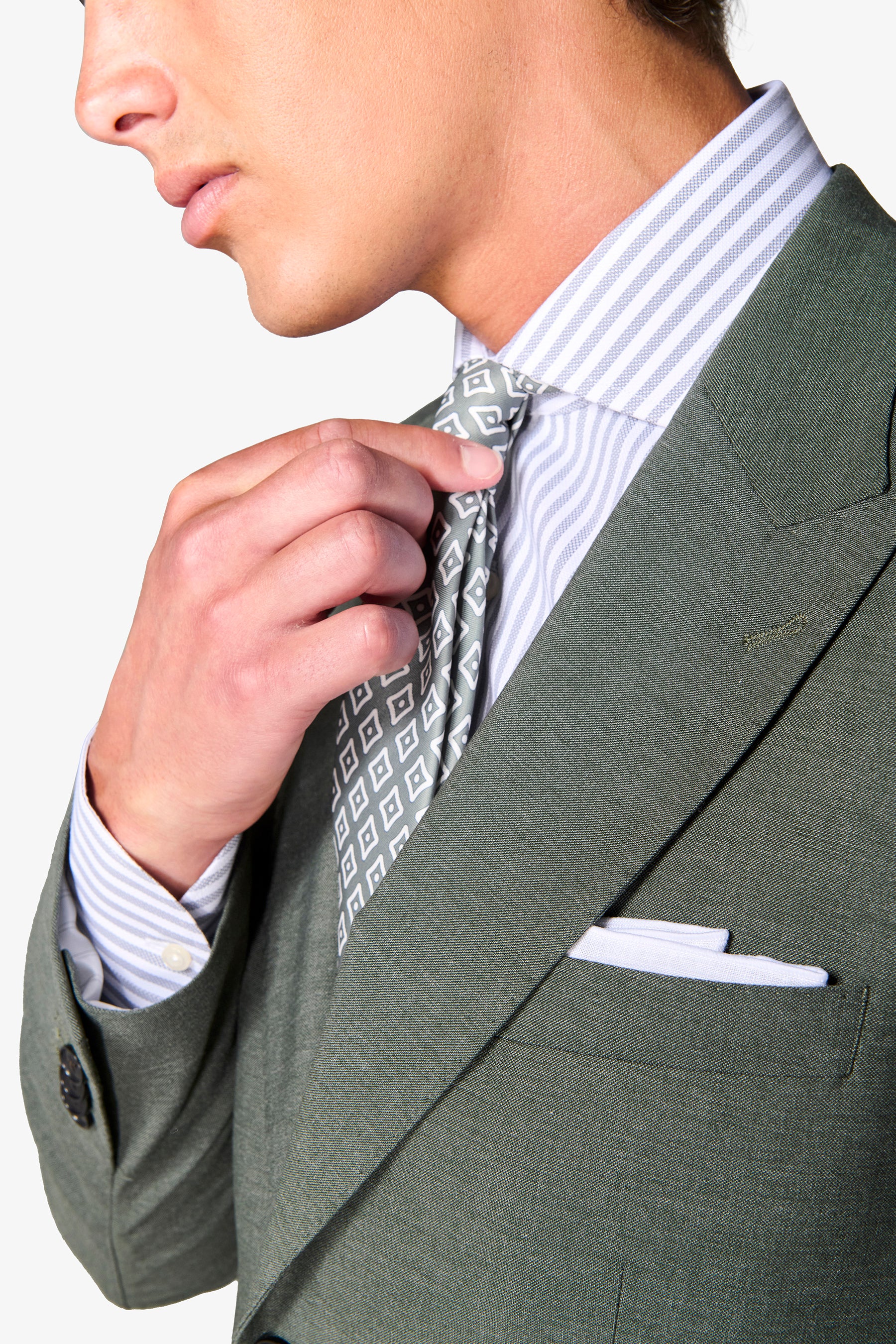 Abito twill melange misto lana verde-Dan John