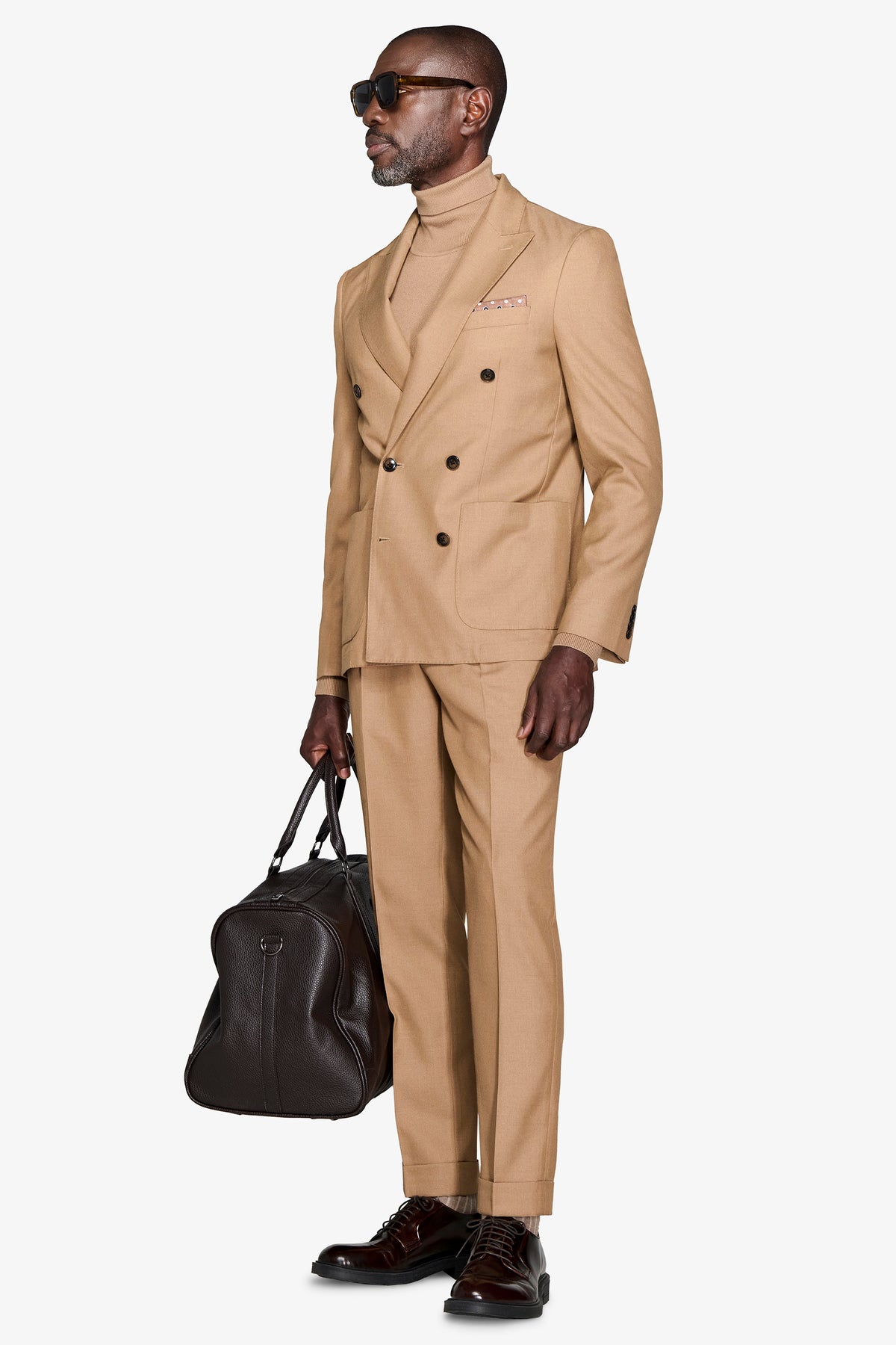 Giacca da abito doppiopetto twill cammello-Dan John
