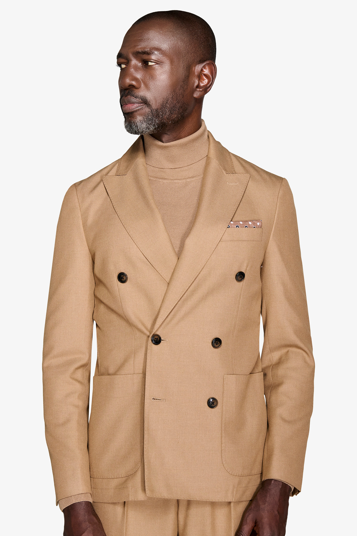 Giacca da abito doppiopetto twill cammello-Dan John