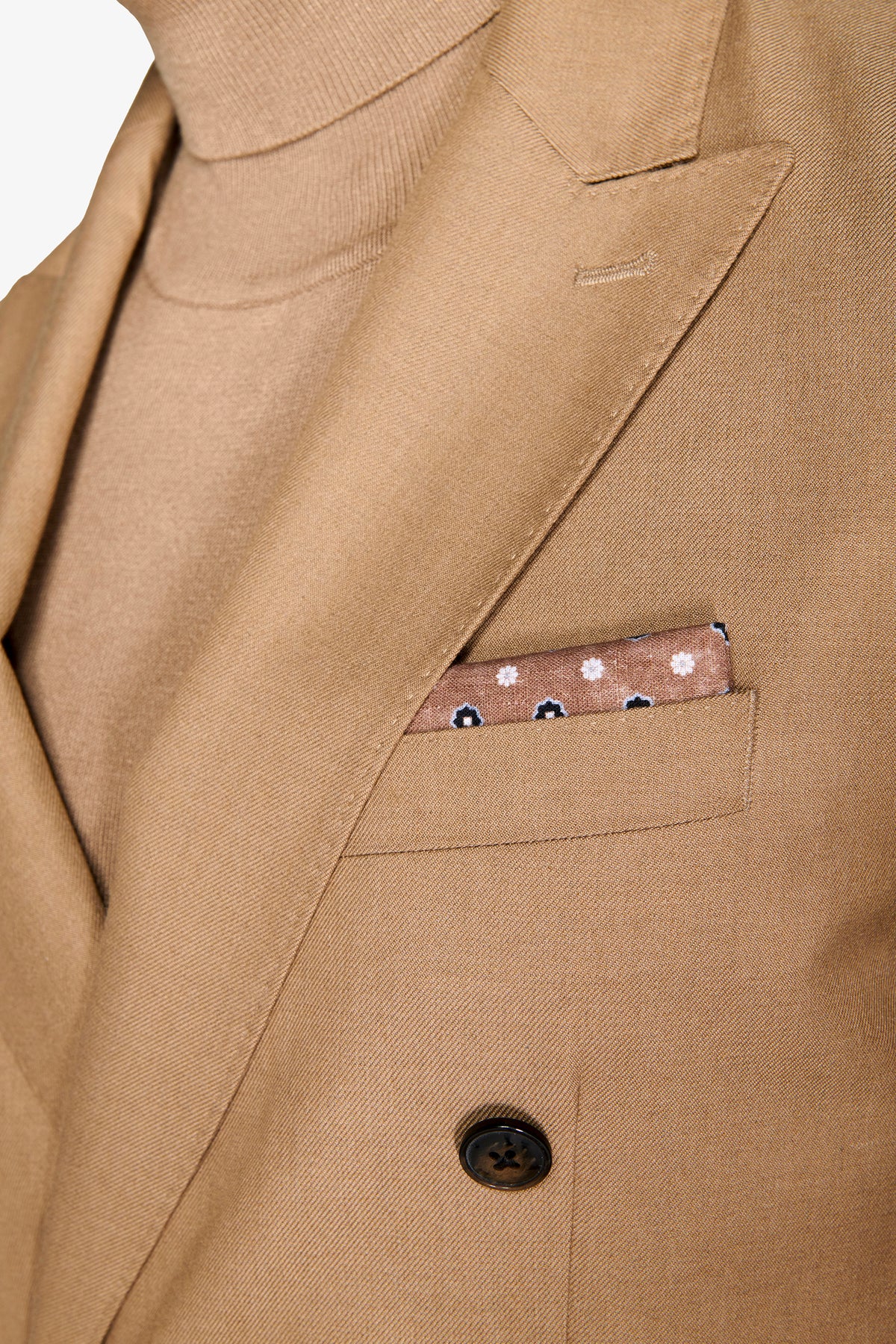 Giacca da abito doppiopetto twill cammello-Dan John