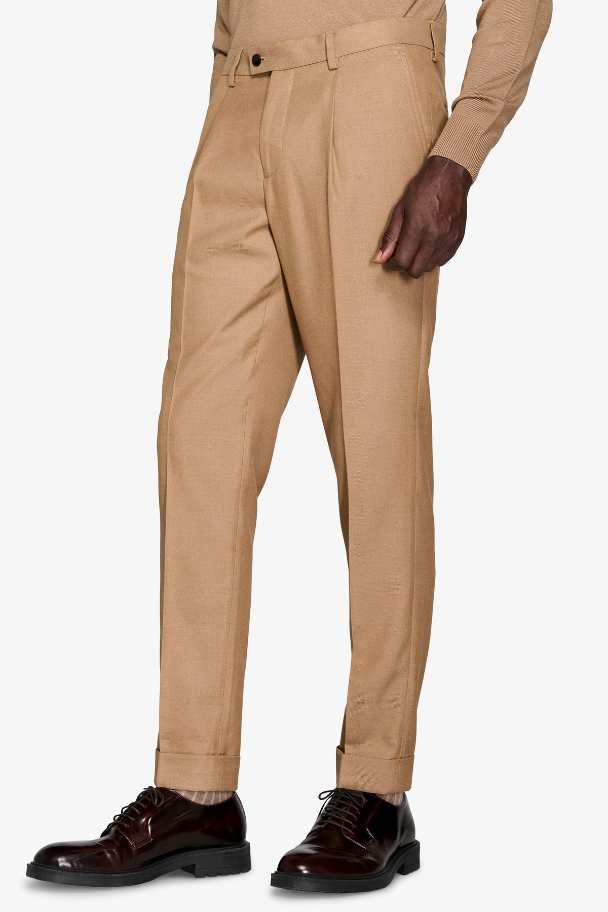 Pantaloni da abito twill cammello-Dan John