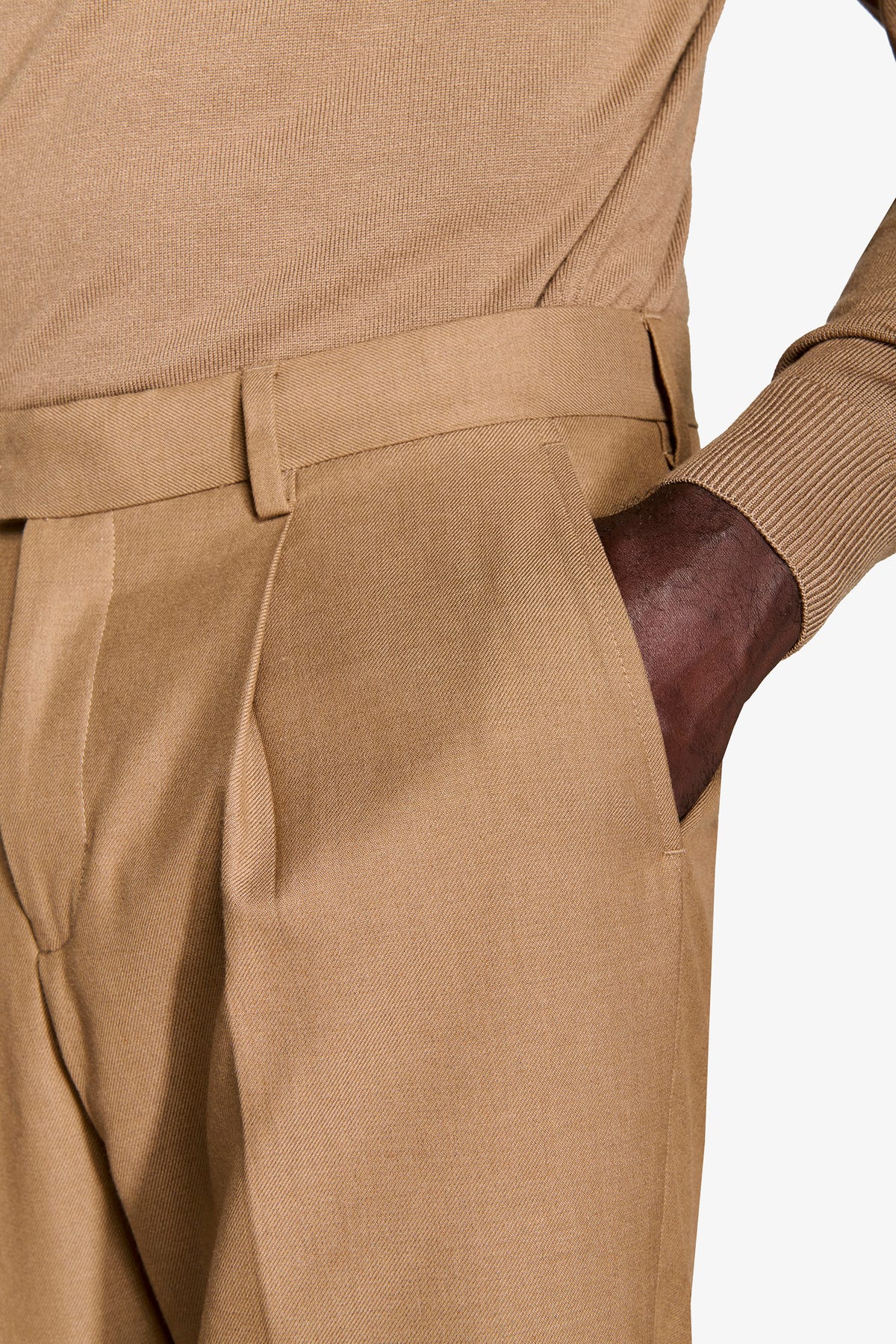 Pantaloni da abito twill cammello-Dan John