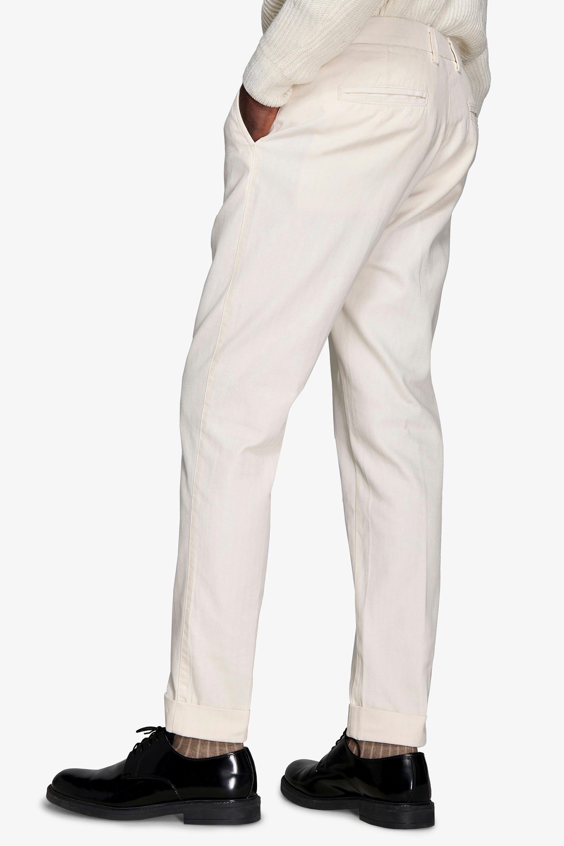Pantalone spigato panna slim-Dan John